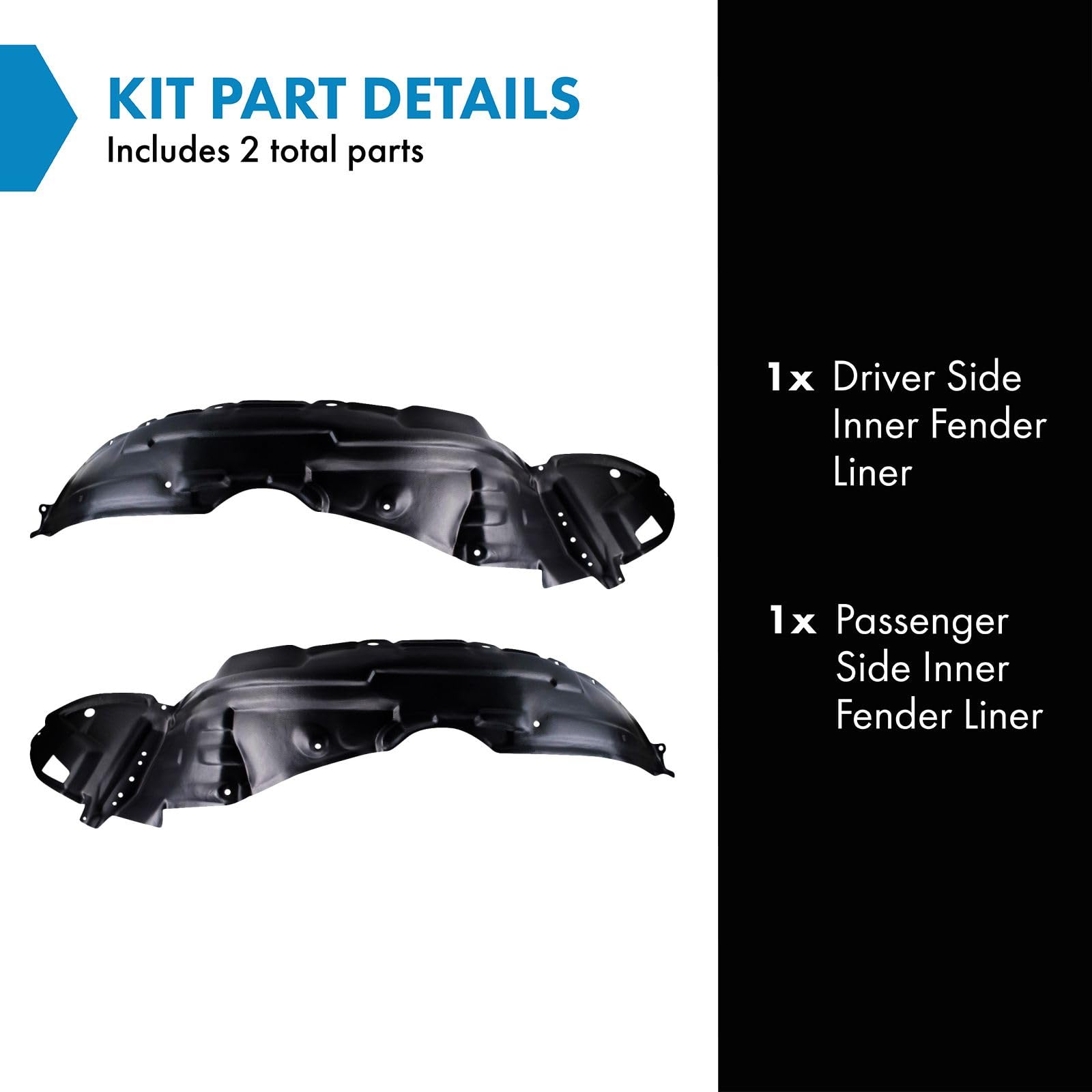 Trq Inner Fender Liner Set Compatible With 2003-2008 Pontiac Vibe Gm1248130 Gm1249130