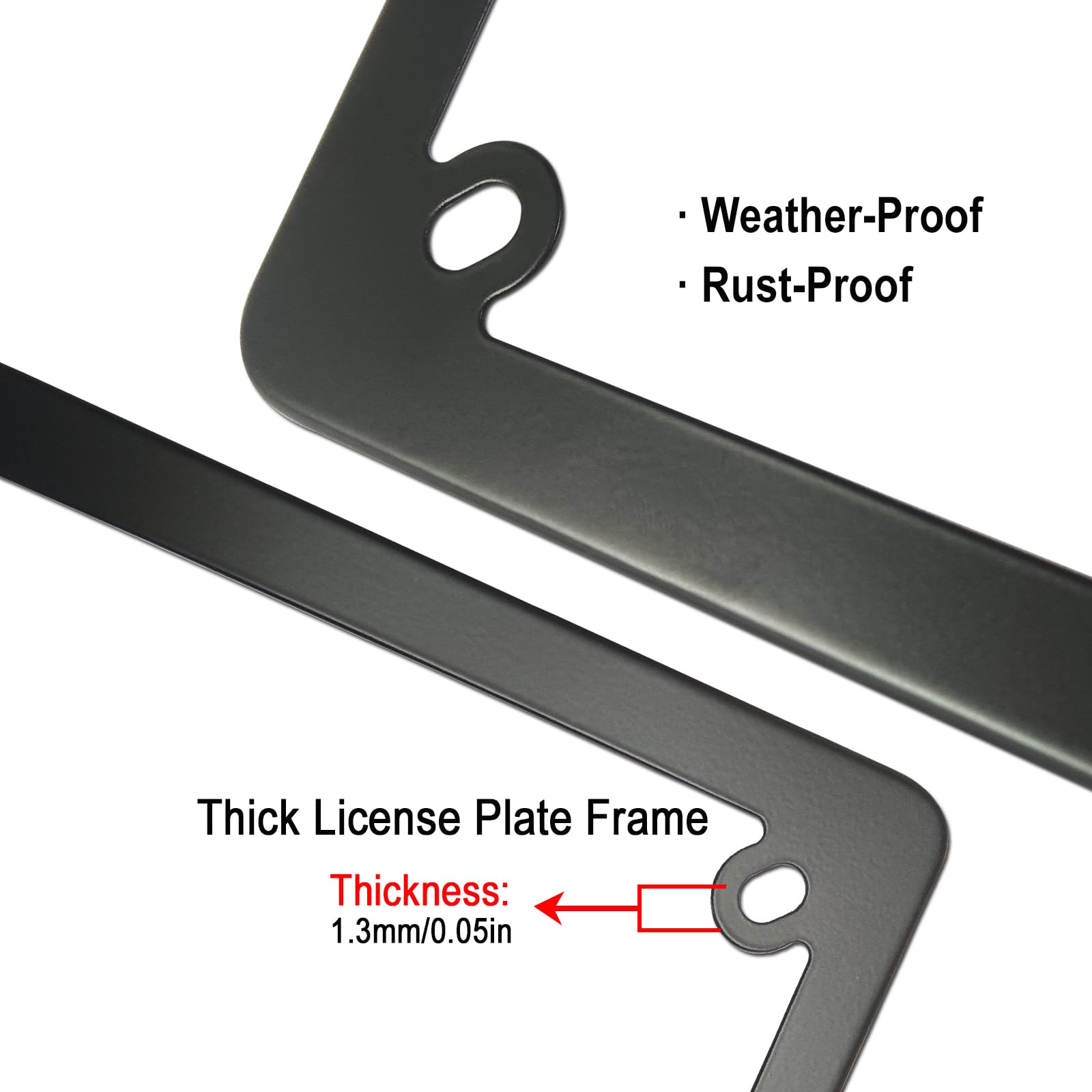 FBJTDQ Motorcycle License Plate Frame- Black Matte Stainless Steel Bike Tag Plate Holder, 4 Holes Heavy-Duty Metal Bracket 1 Pac