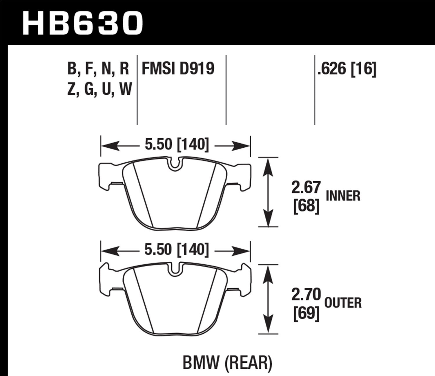 Hawk Performance Hb630Z.626 Performance Ceramic Brake Pad