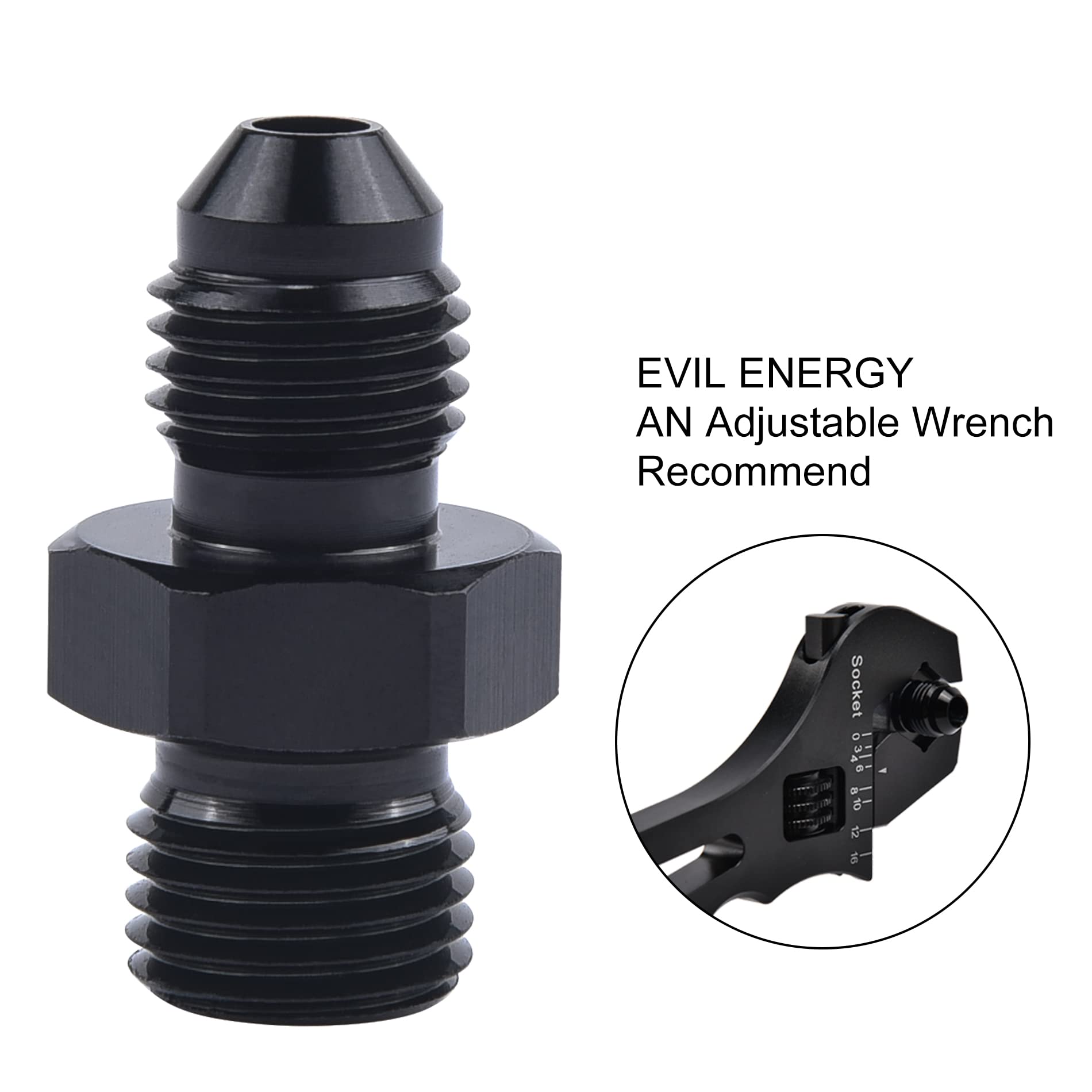 Evil Energy 4An Male Flare To M12 X 1.25Mm Male Metric Fitting Adapter Aluminium Alloy 2Pcs