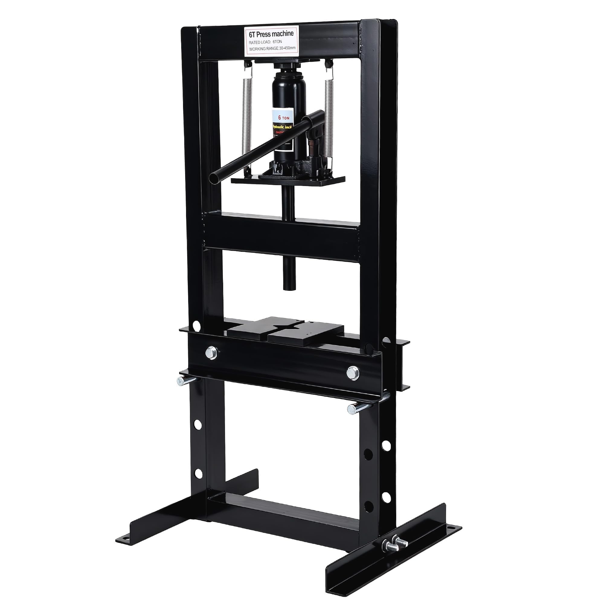 6 Ton Hydraulic H-Frame Shop Press, Heavy Duty Manual Hydraulic Press Machine with Adjustable Bed & Stamping Plates, Metal Worki