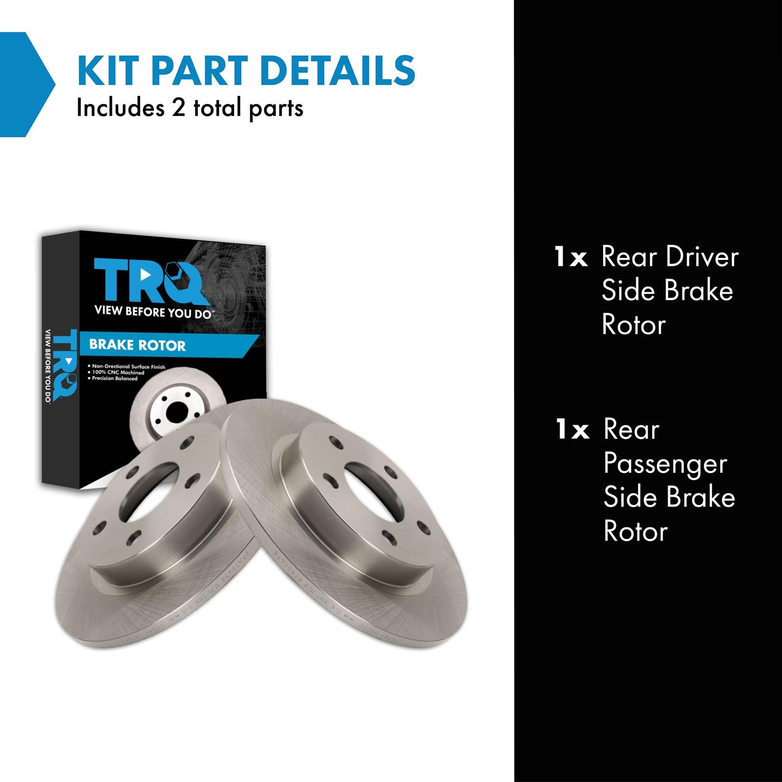 Trq Rear Brake Rotors Set Compatible With 2000-2005 Buick Lesabre Park Avenue 2001-2003 Oldsmobile Aurora Pontiac Bonneville