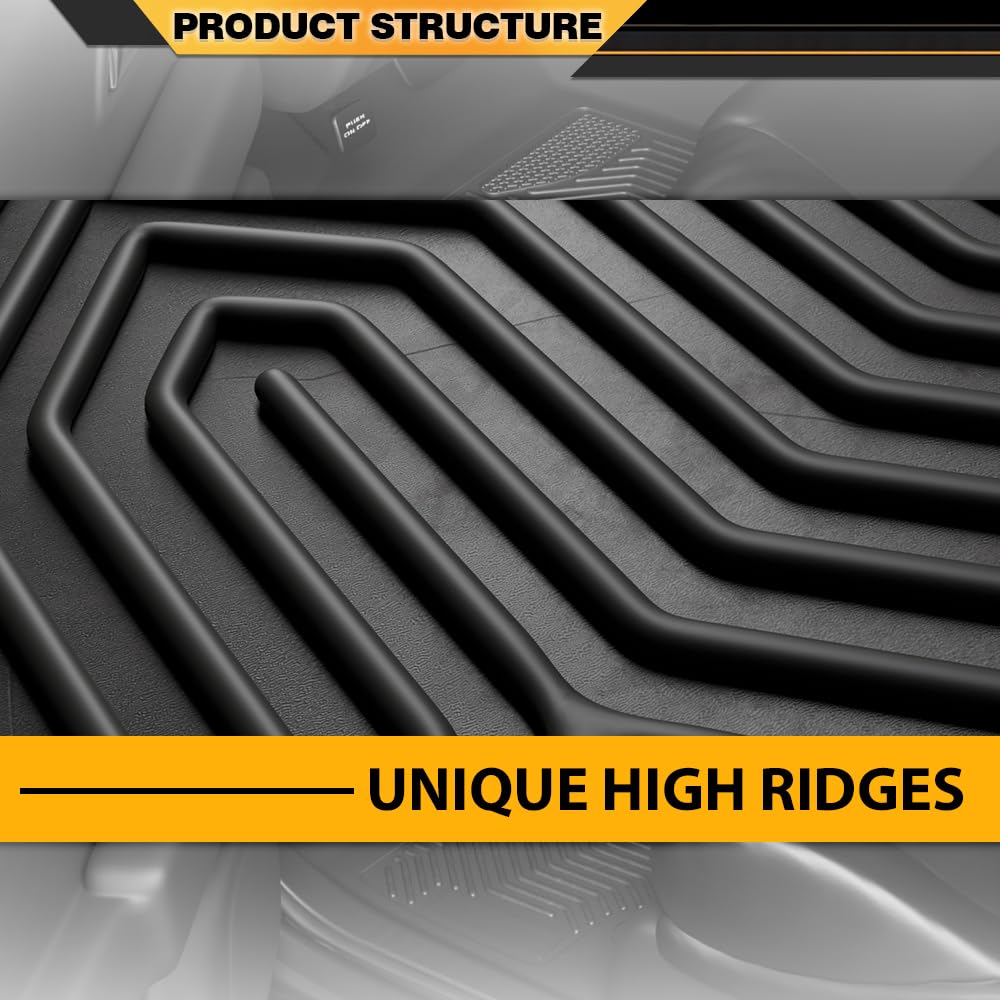 G-PLUS TPE Floor Mats Floor Liners, Compatible with Honda Pilot Sedan & Hatchback Coupe 8 Passenger Models 2016-2022, 1st & 2nd