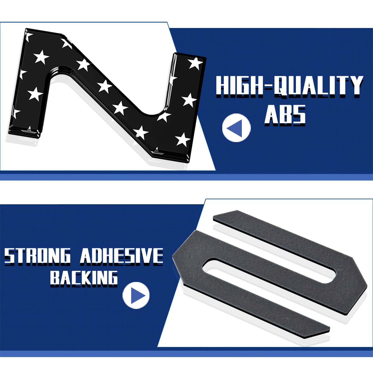 HMHN Tailgate Inserts Letters for 2022-2025 Santa Cruz, 3D Raised, Strong Adhesive, Black American Flag, Model SS-SKLS-119