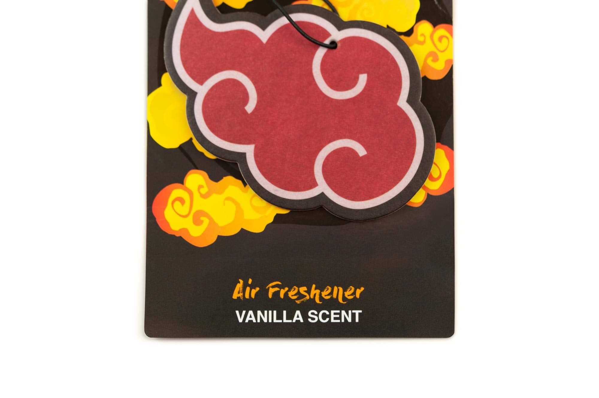 JUST FUNKY Naruto Akatsuki Car Air Freshener - Red Cloud Symbol, Vanilla Scented, Double-Sided Print, 1 Count, Model NARU-AIR-24861