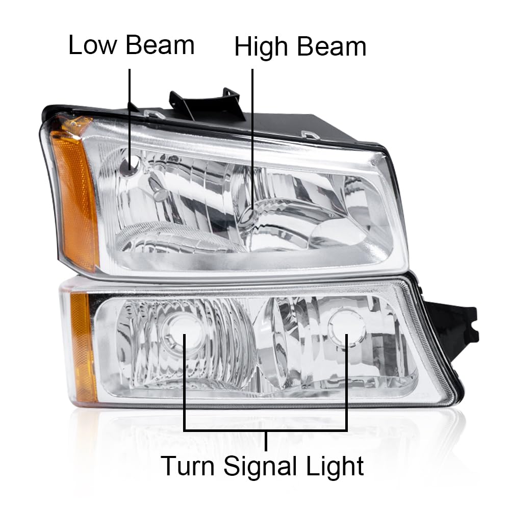 G-Plus Headlight Assembly Compatible With Chevy Avalanche Silverado 1500 2500 Hd 3500 2003-2006/Fit Chevy Silverado 1500 2500 35