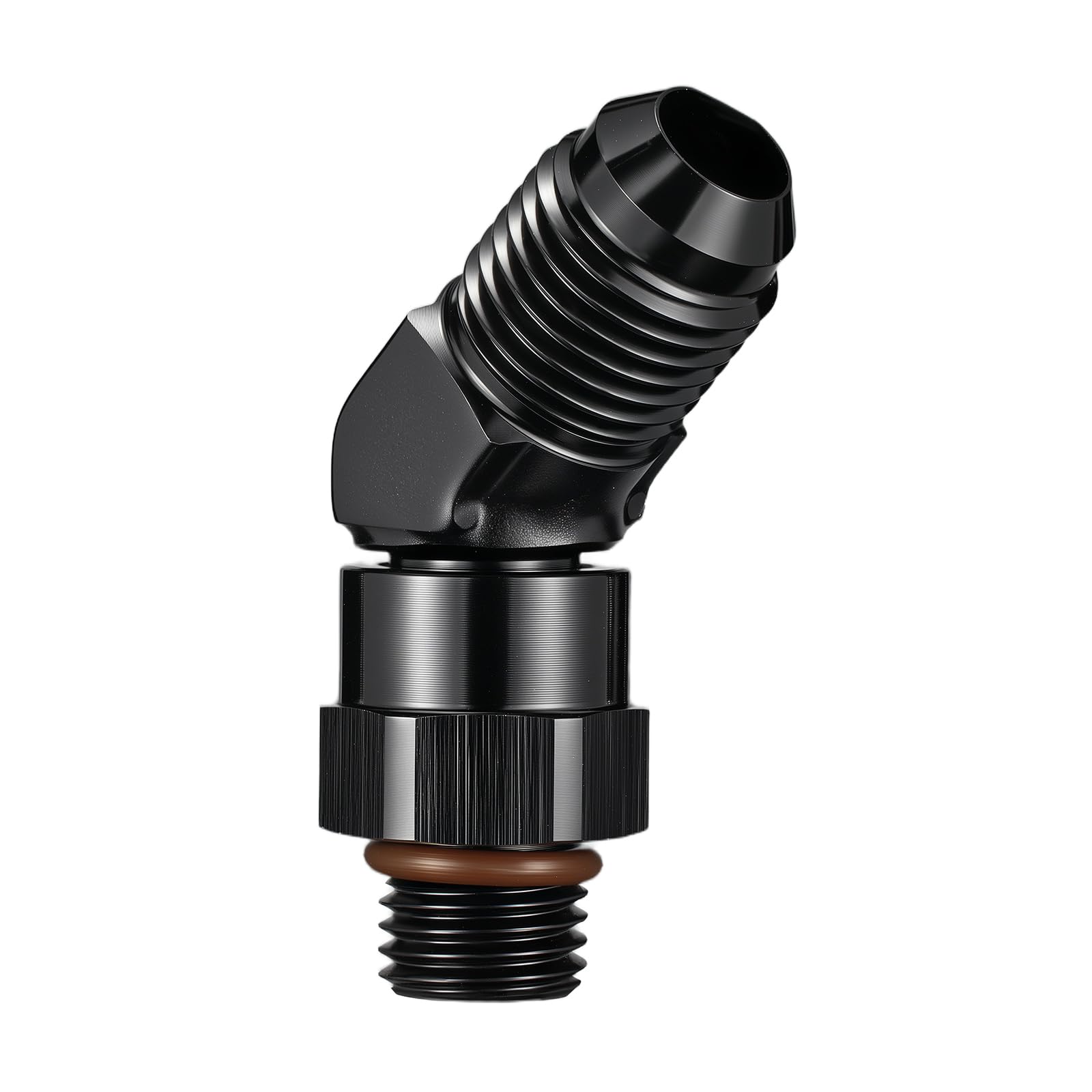 EVIL ENERGY 6AN Flare to 4AN ORB Male Swivel Adapter Fitting 45 Degree Black 1PC