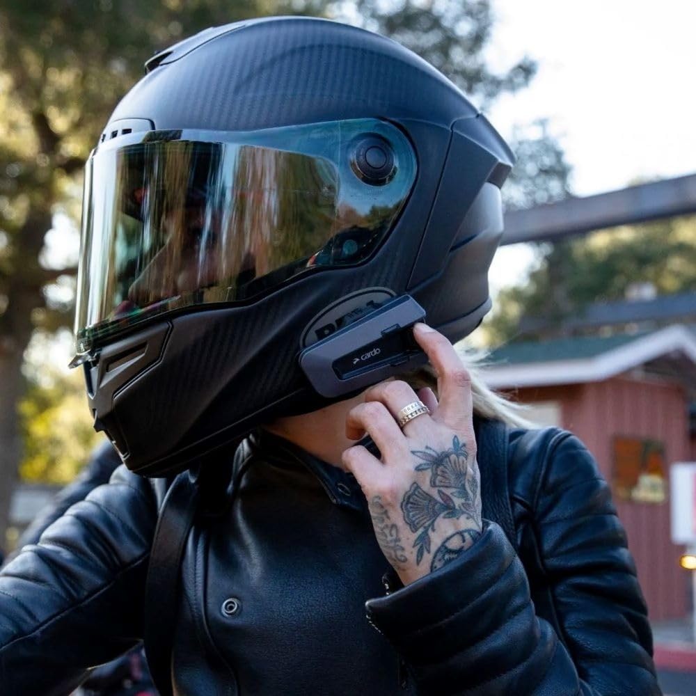 Cardo PACKTALK Edge Dual Pack Motorcycle Bluetooth Headset Intercom - Black, Polycarbonate