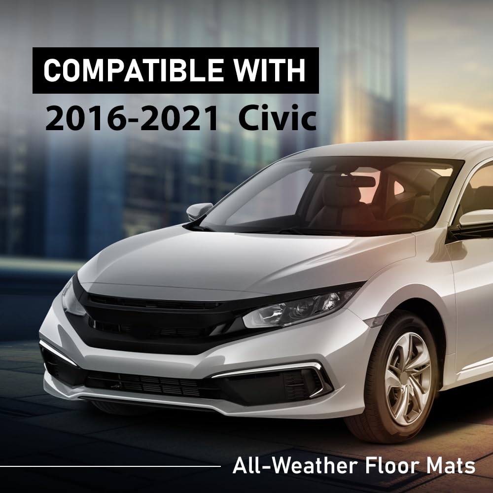 G-PLUS Floor Mats Compatible with Honda Civic Sedan 4-Door 2016-2021/Fit Honda Civic Hatchback 2016-2021/Fit Coupe 2-Door 2016-2
