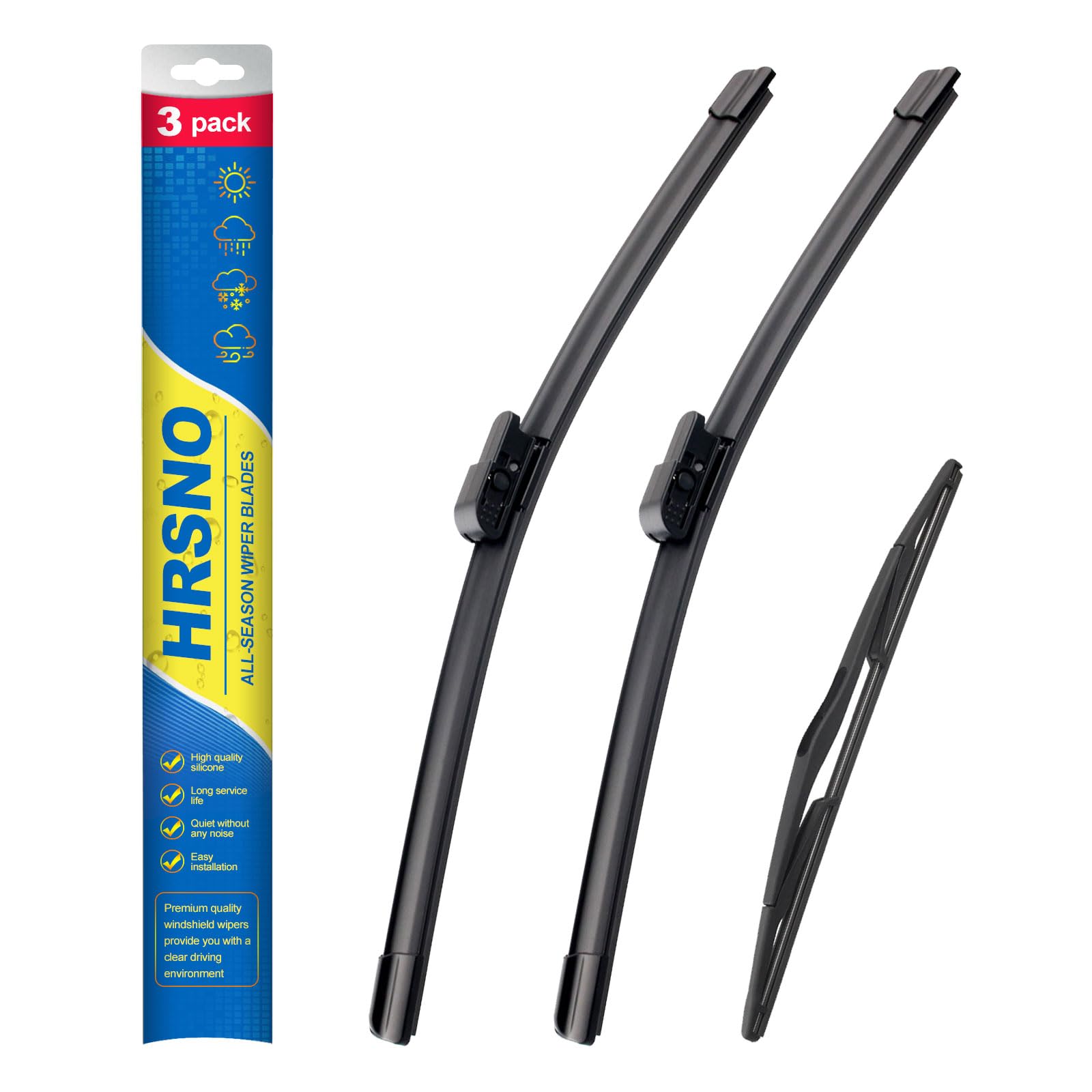Hrsno 21''+21'' Windshield Wipers With 14'' Rear Wiper Blade Sets Automotive Replacement For Land Rover Discovery 1999-2004,Easy