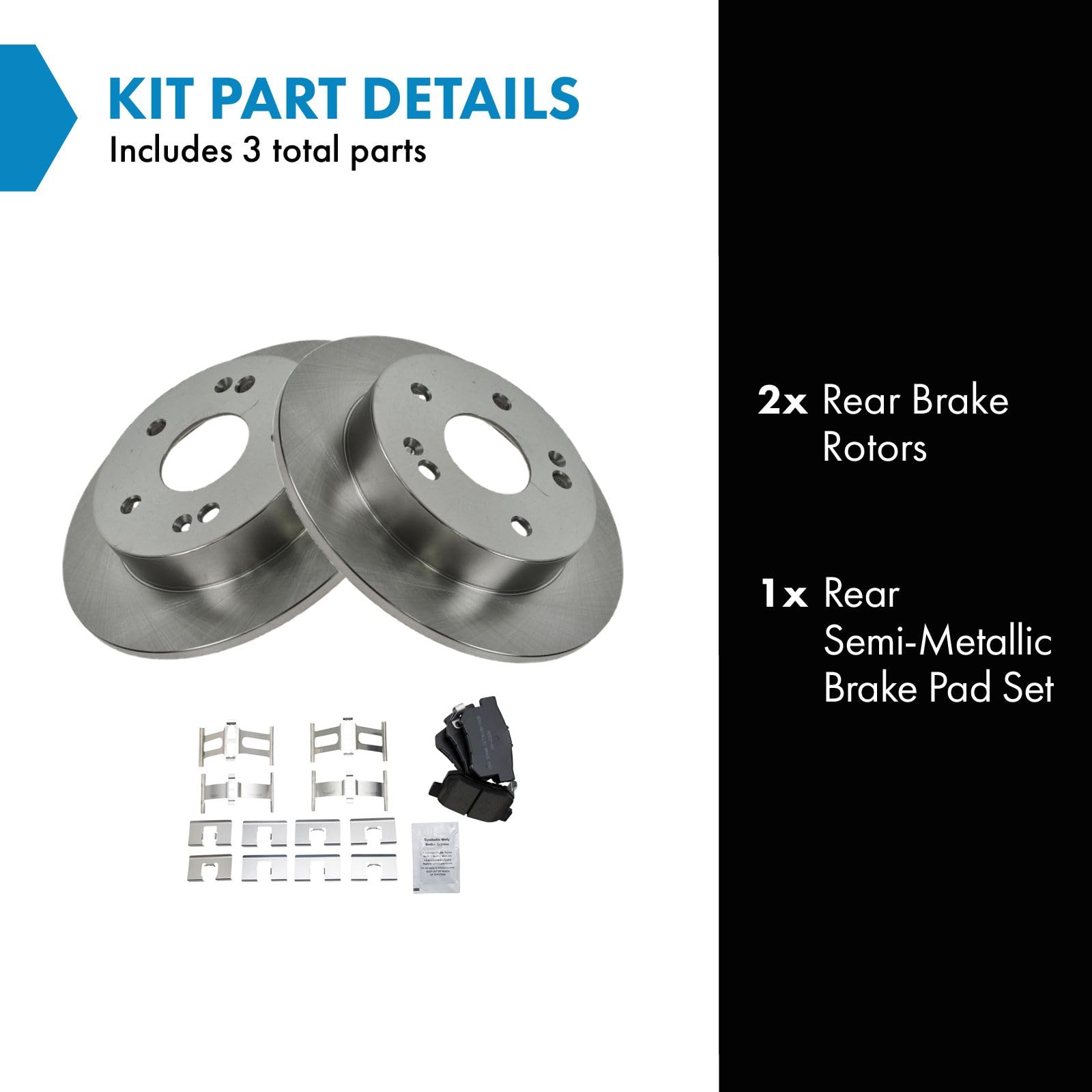 Trq Rear Brake Pad & Rotor Kit Brake Pads Brake Rotor Semi-Metallic Compatible With 2013-2015 Acura Ilx 2012-2014 Honda Civic 19