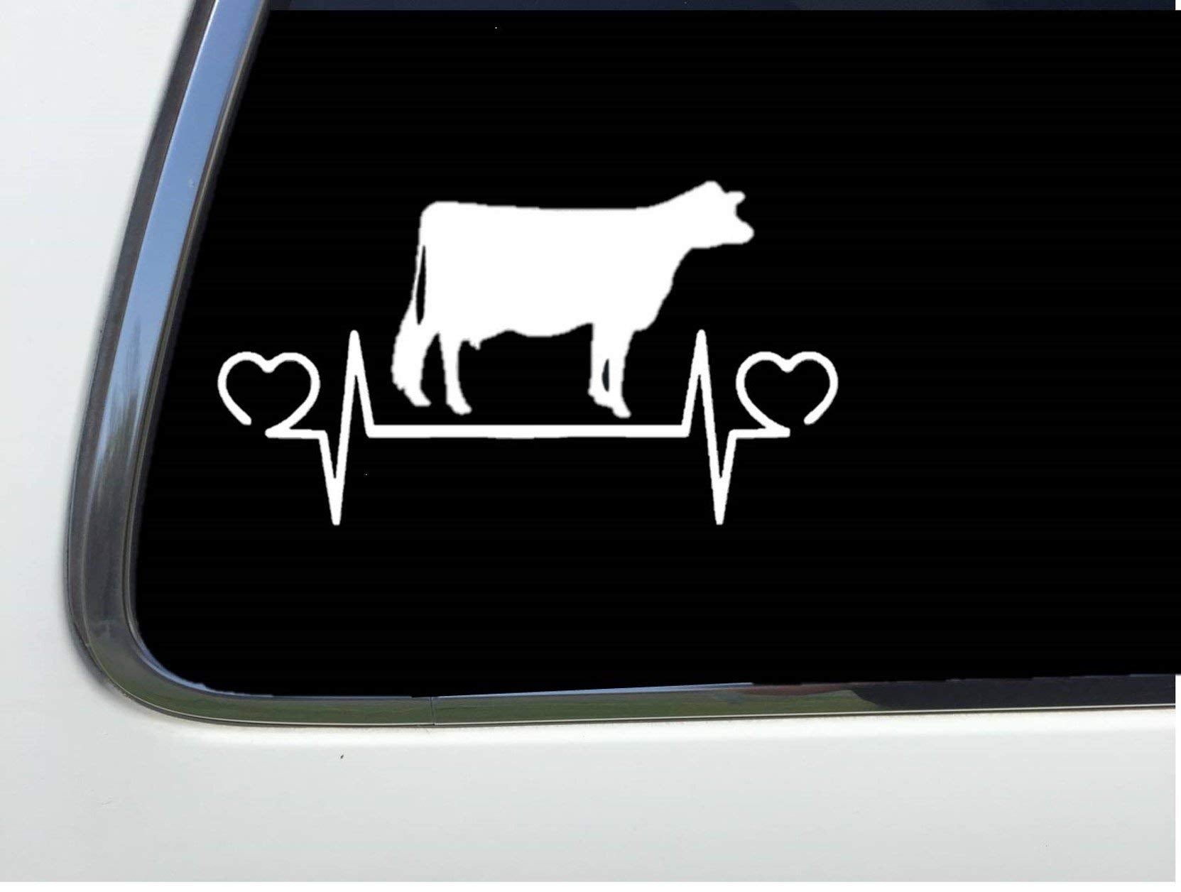 Thatlilcabin - Cow 8'' Lifeline Heartbeat As274 Car Sticker Decal
