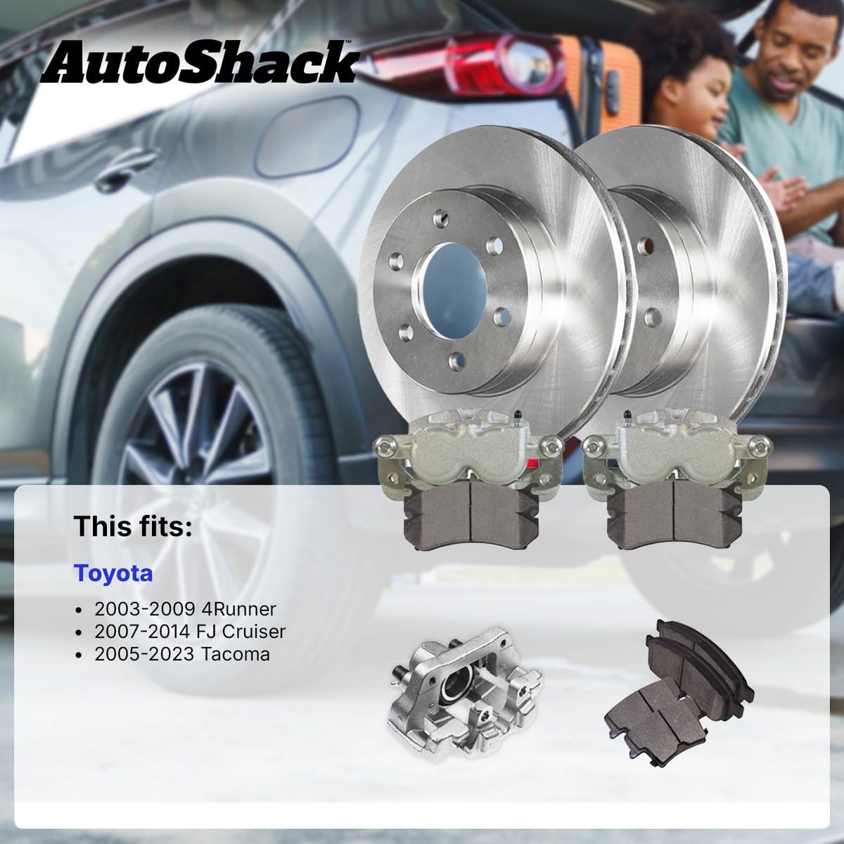 Autoshack Front Brake Rotors Calipers And Ceramic Pads Kit Set Driver And Passenger Side Replacement For 2003-2009 Toyota 4Runner 2005-2023 Tacoma 2007-2014 Fj Cruiser 2.7L 3.5L 4.0L 4Wd Rwd Bcpkg0514