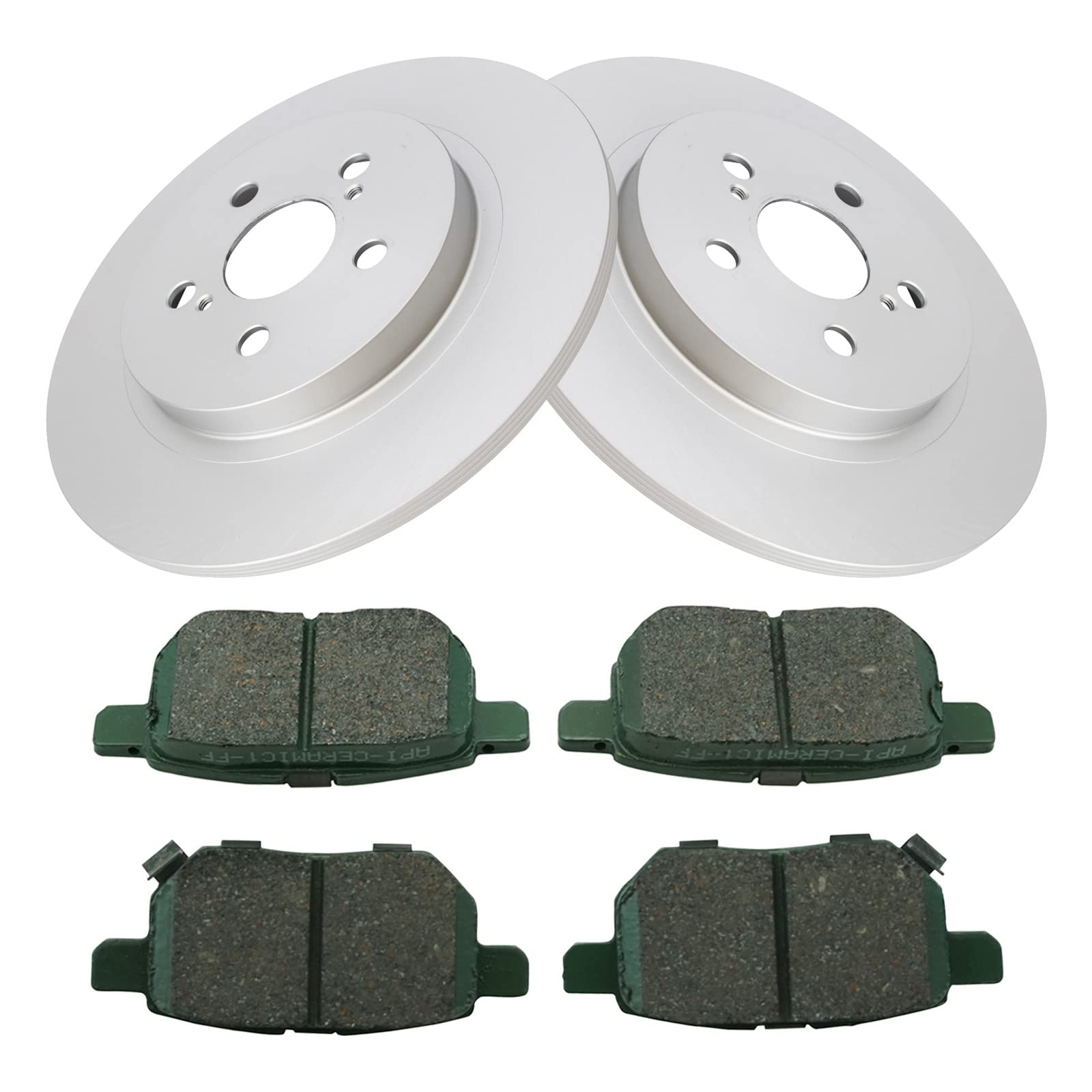 Trq Rear Brake Pad & Rotor Kit Brake Pads Brake Rotor Ceramic Solid Premium G-Coated Compatible With 2011-2017 Lexus Ct200H