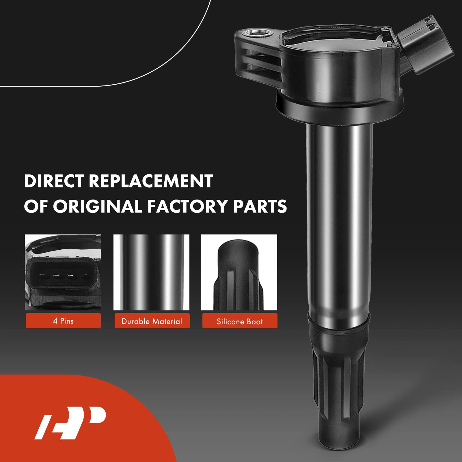 A-Premium Ignition Coil Pack & Iridium Spark Plugs Set for Toyota Camry, RAV4, Sienna, L4 2.5L/2.7L, Black,