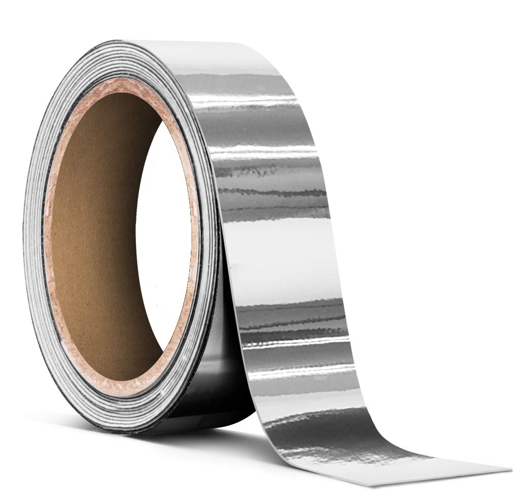VViViD Gloss Silver Chrome Vinyl Adhesive Tape Roll - 1" x 25ft, Air-Release, Durable, Versatile, Perfect for Crafting and Projects