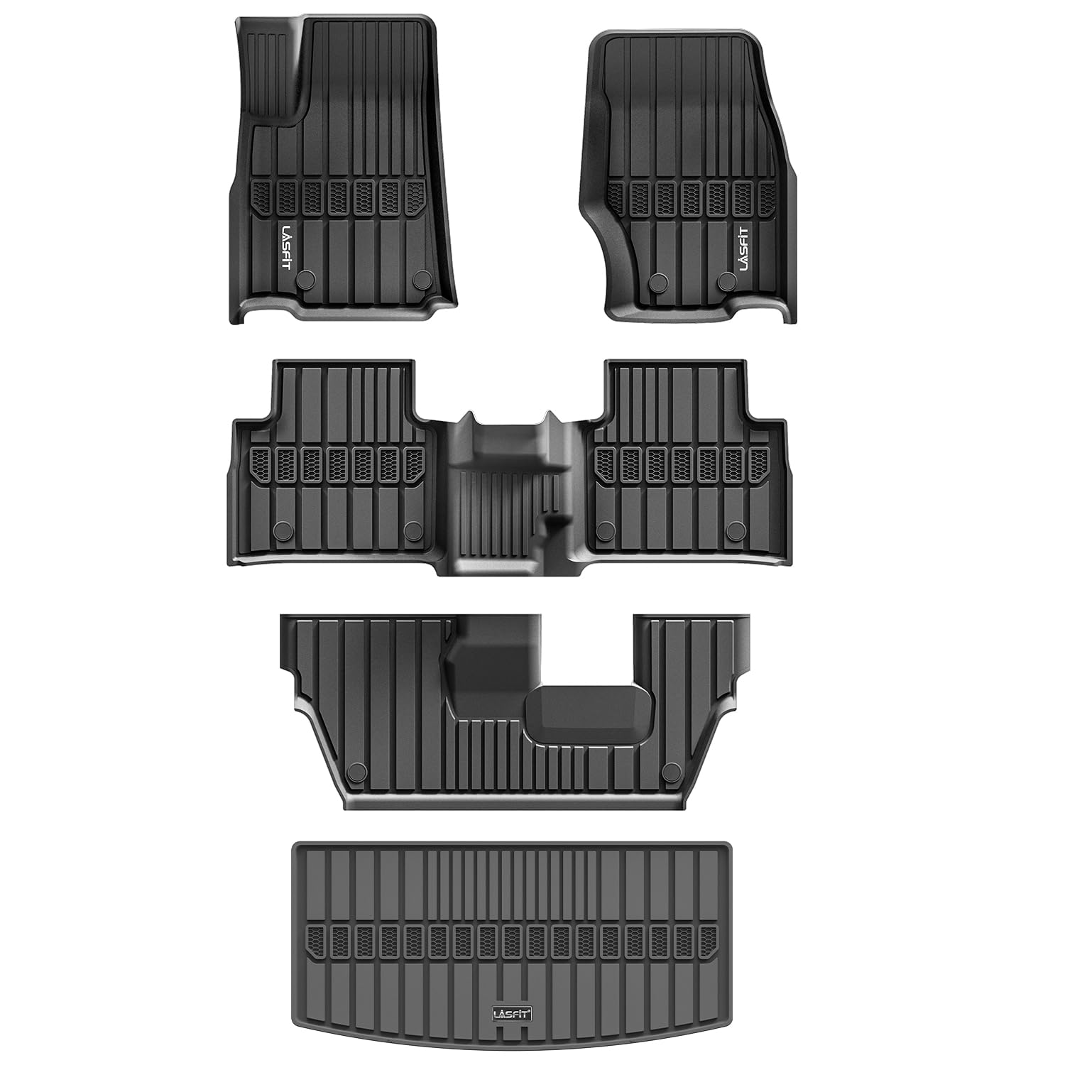 Lasfit Floor Mats & Trunk Mat For Jeep Grand Cherokee L 2021-2025 7-Passenger (Not Fit For 6-Passenger) All Weather Tpe Custom F