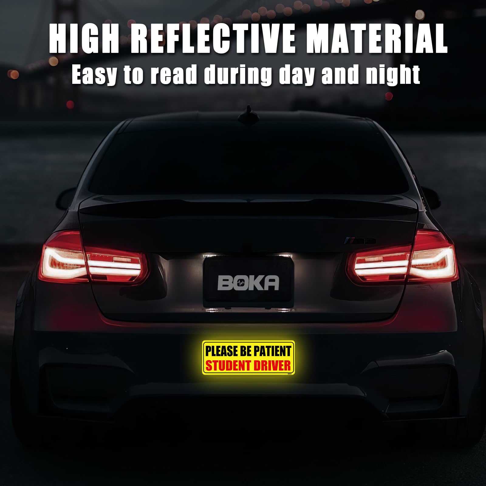 BOKA Student Driver Magnet for Car, 9''x3.5'' Upgraded Please Be Patient New Driver Safety Signs, Teen Rookie Novice Driver Vehi