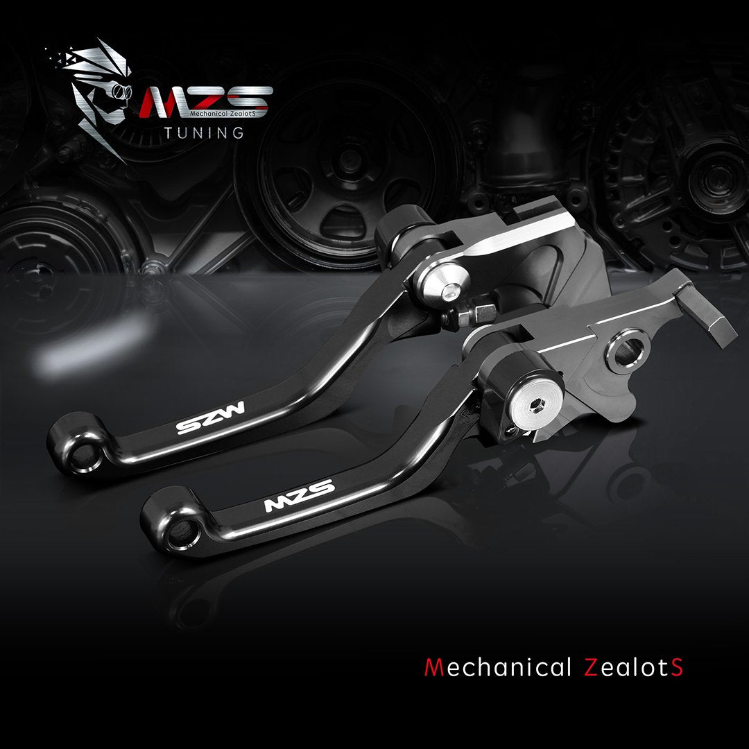 Mzs Black Dirt Bike Brake Clutch Levers Pivot Adjustable Cnc Compatible With Kx65 2000-2025 / Kx85 2001-2025 / Kx100 2001-2021 /