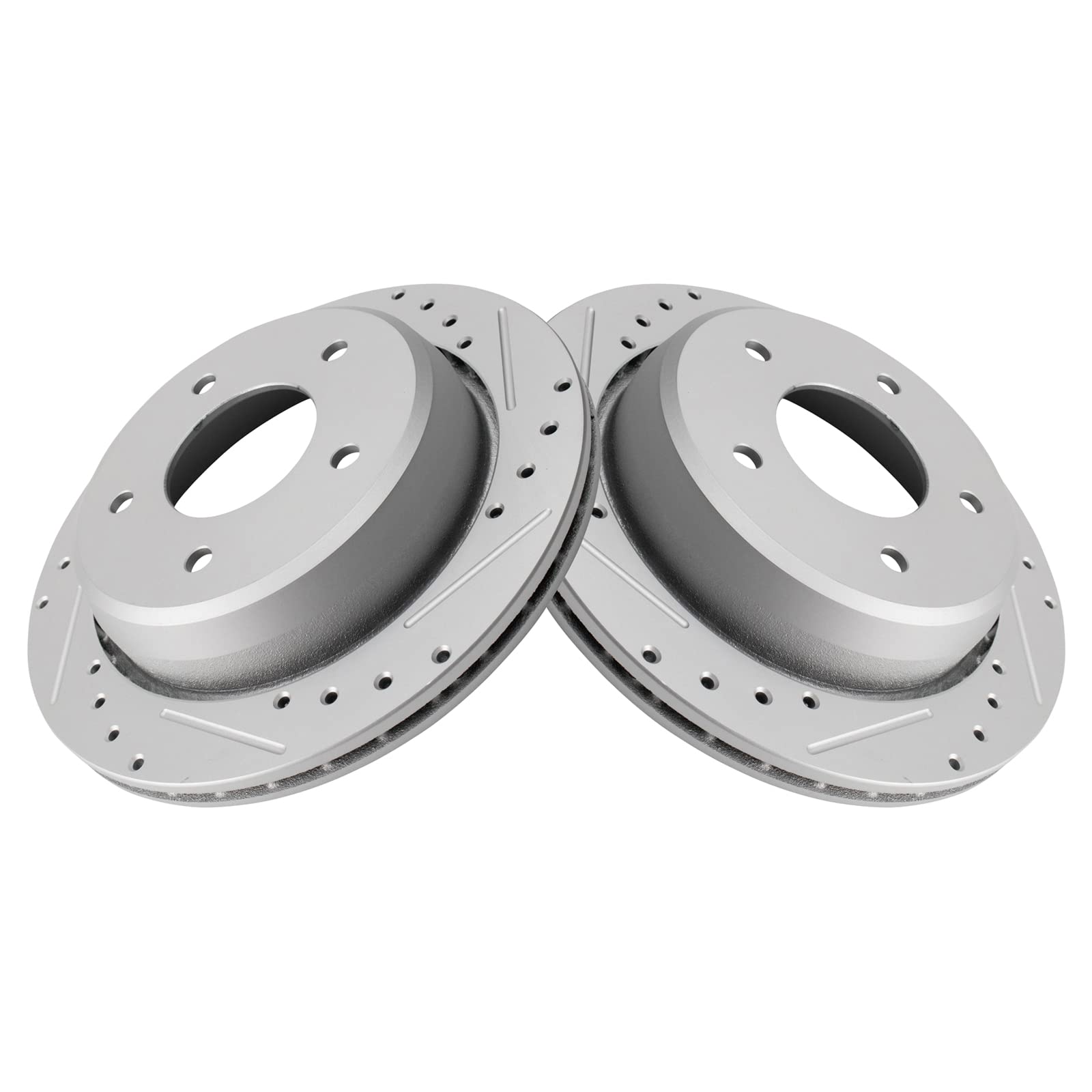 Trq Rear Performance Brake Rotors Set Premium G-Coated Cross Drilled & Slotted Compatible With 1994-1996 Chevrolet Caprice Impal