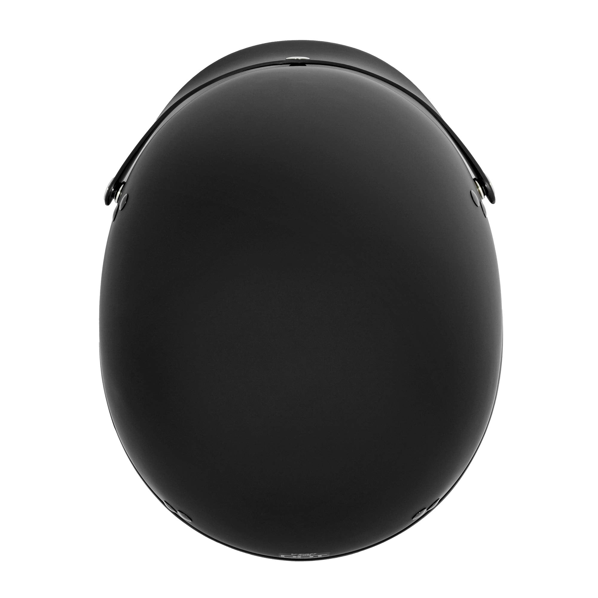 Vcan Cruiser Solid Flat Black Half Face Motorcycle Helmet With Drop-Down Sun Visor, Removable Peak And Quick Release Buckle (Xx-