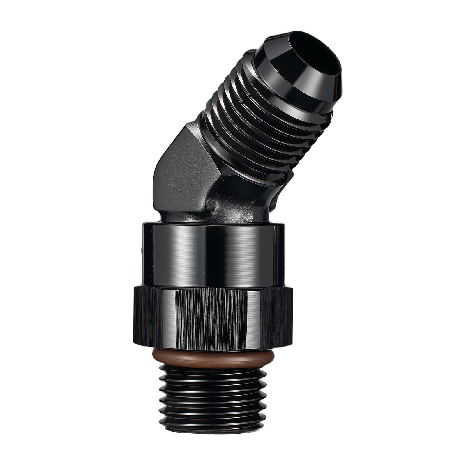 EVIL ENERGY 6AN Flare to 6AN ORB Male Swivel Adapter Fitting 45 Degree Black 1PC