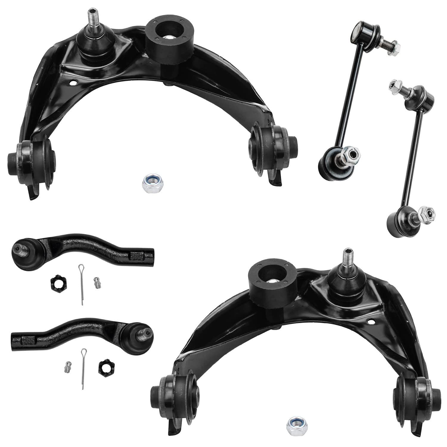 Detroit Axle - 6PC Front Upper Control Arms, Sway Bars and Outer Tie Rods for 2006-2009 Ford Fusion FWD - [2006 Lincoln Zephyr F