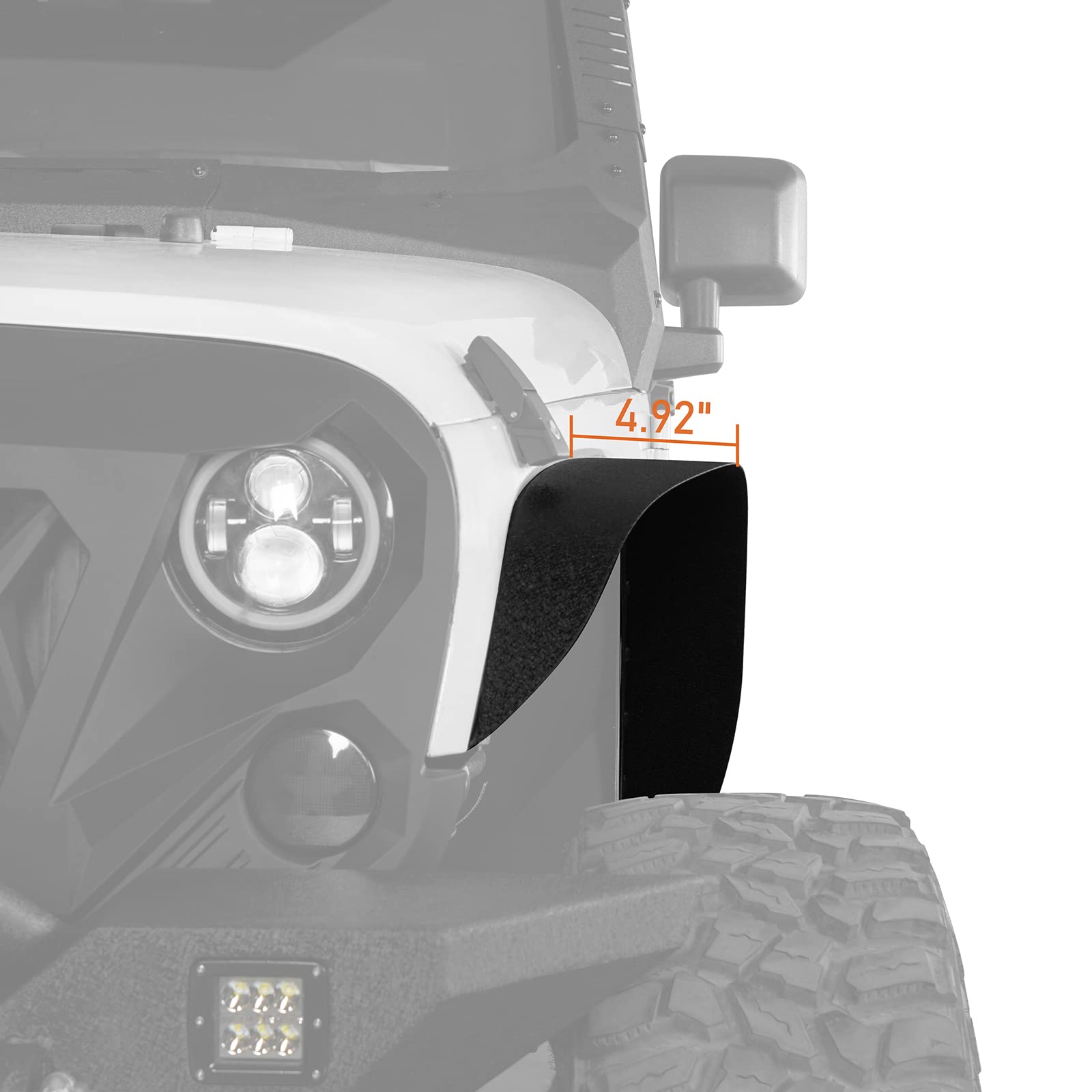 Hooke Road Wrangler Jk Steel Fender Flares Front & Rear Flat Fender Mud Guards Compatible With Jeep Wrangler Jk & Unlimited 2007