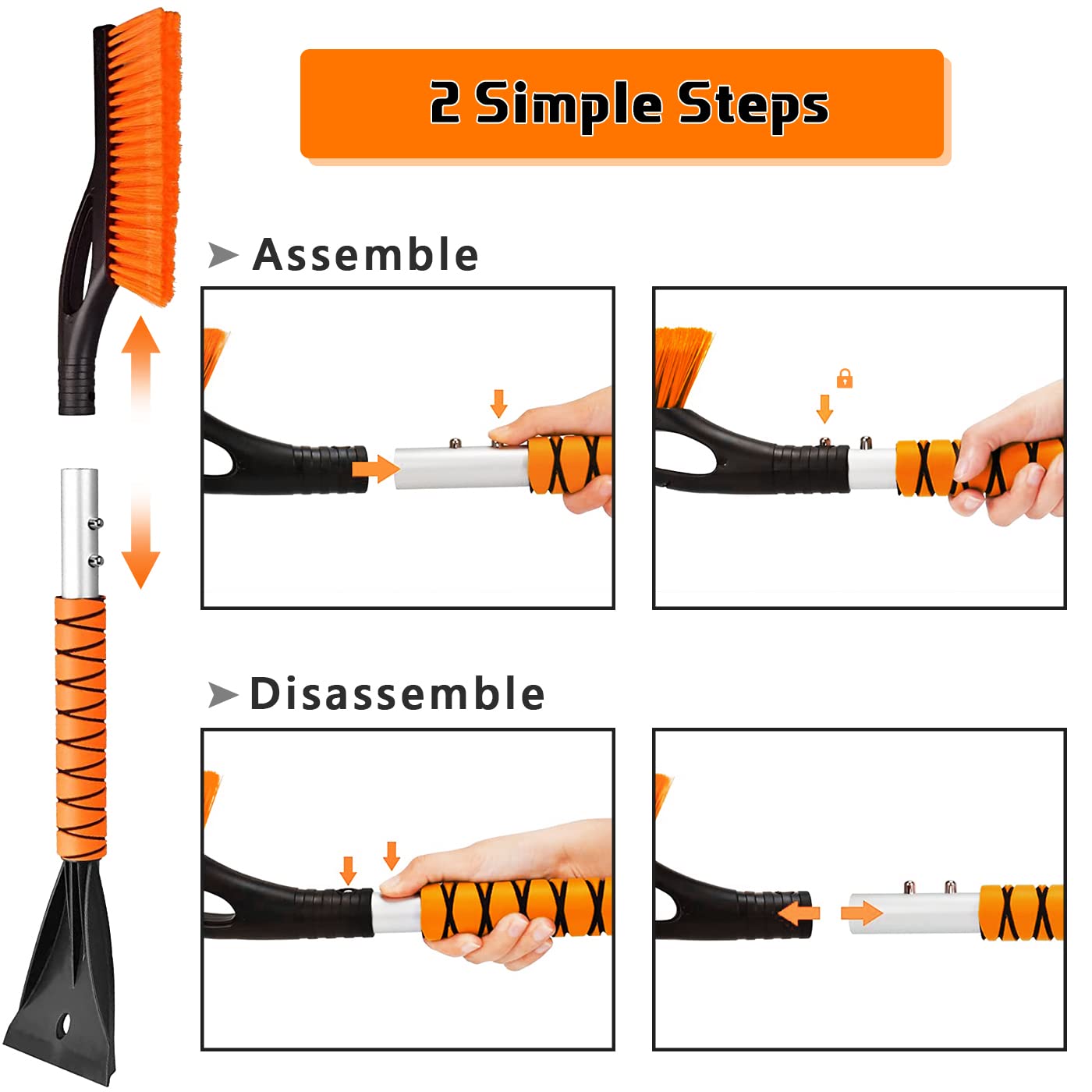 Car Snow Brush And Ice Scrapers For Car Windshield, Comfortable Foam Grip, 27'' Snow Brush For Car, Trucks, Suvs, Winter Car Acc