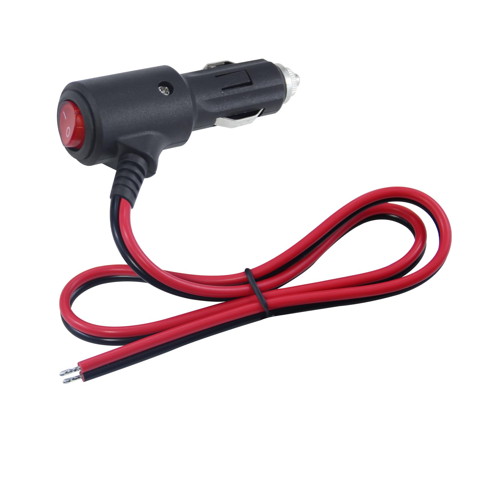 12V Fused Replacement Cigarette Lighter Male Plug With On Off Switch - 2Ft 12Volt 15Amp Cigarette Lighter Plug With Leads And Le