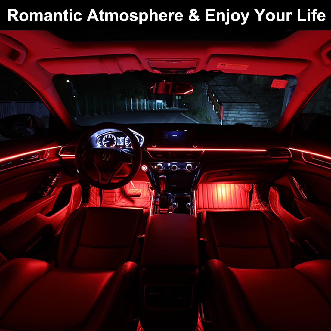 Qvevdacar El Wire Interior Car Led Strip Lights, Usb Neon Glowing Strobing Electroluminescent Wire Lights With 6Mm Sewing Edge, Ambient Lighting Kits For Cars Garden Decorations (5M/16.5Ft, Red)