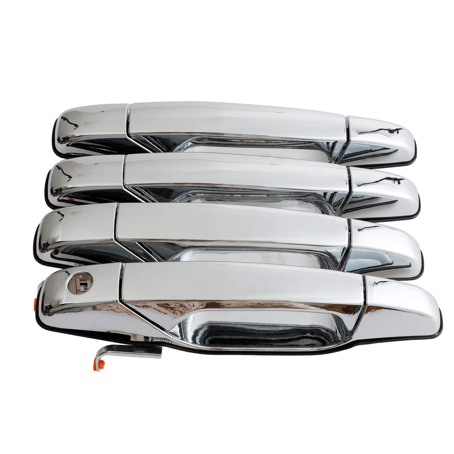 Nakuuly Exterior Chrome Door Handle 4 Pcs Front Rear Driver & Passenger Compatible With 2007-2014 Cadillac Escalade Chevy Avalan