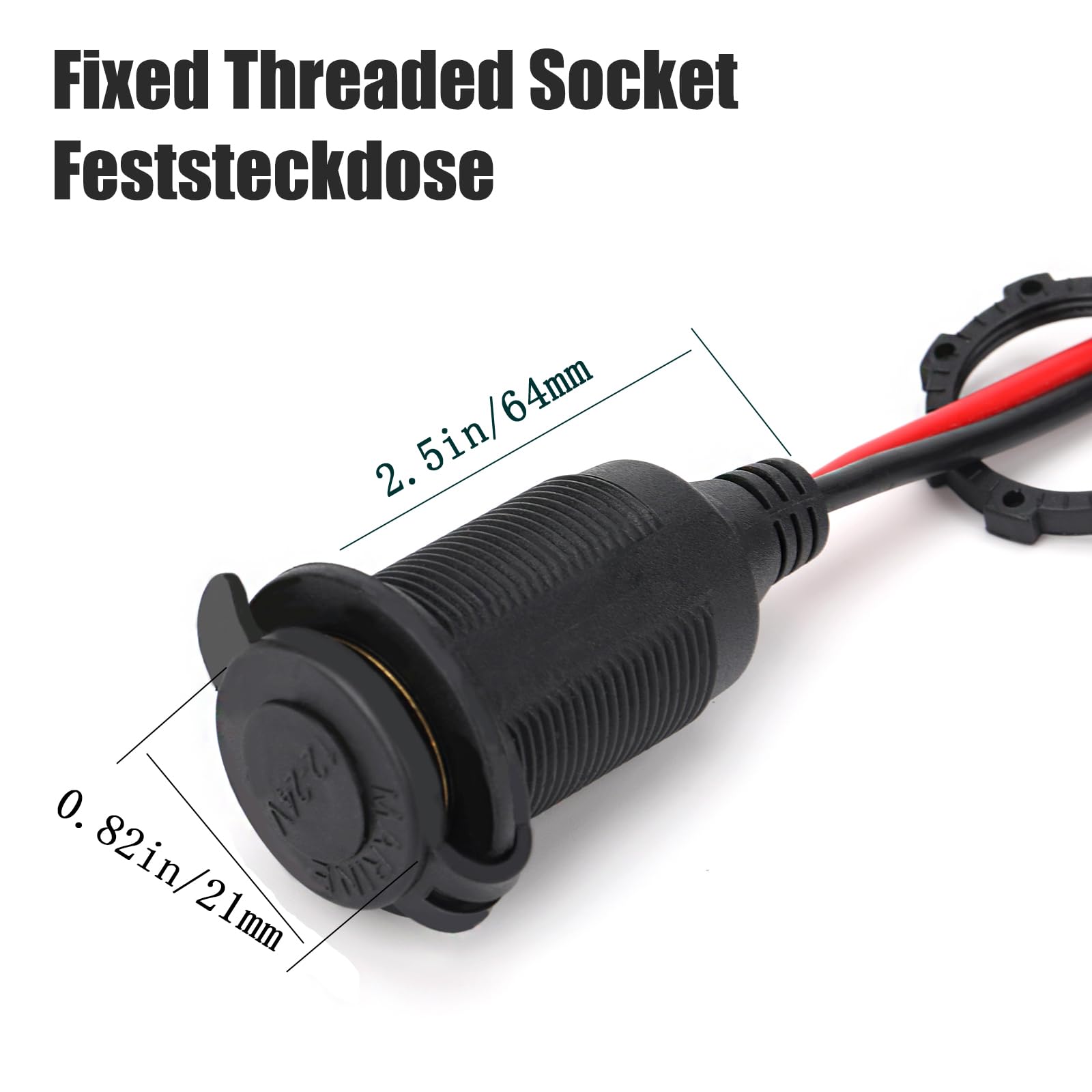 Dongge 4FT Cigarette Lighter Socket Extension Cable - 12V/24V Heavy Duty 20A Adapter, 2PCS, Direct Battery Connection
