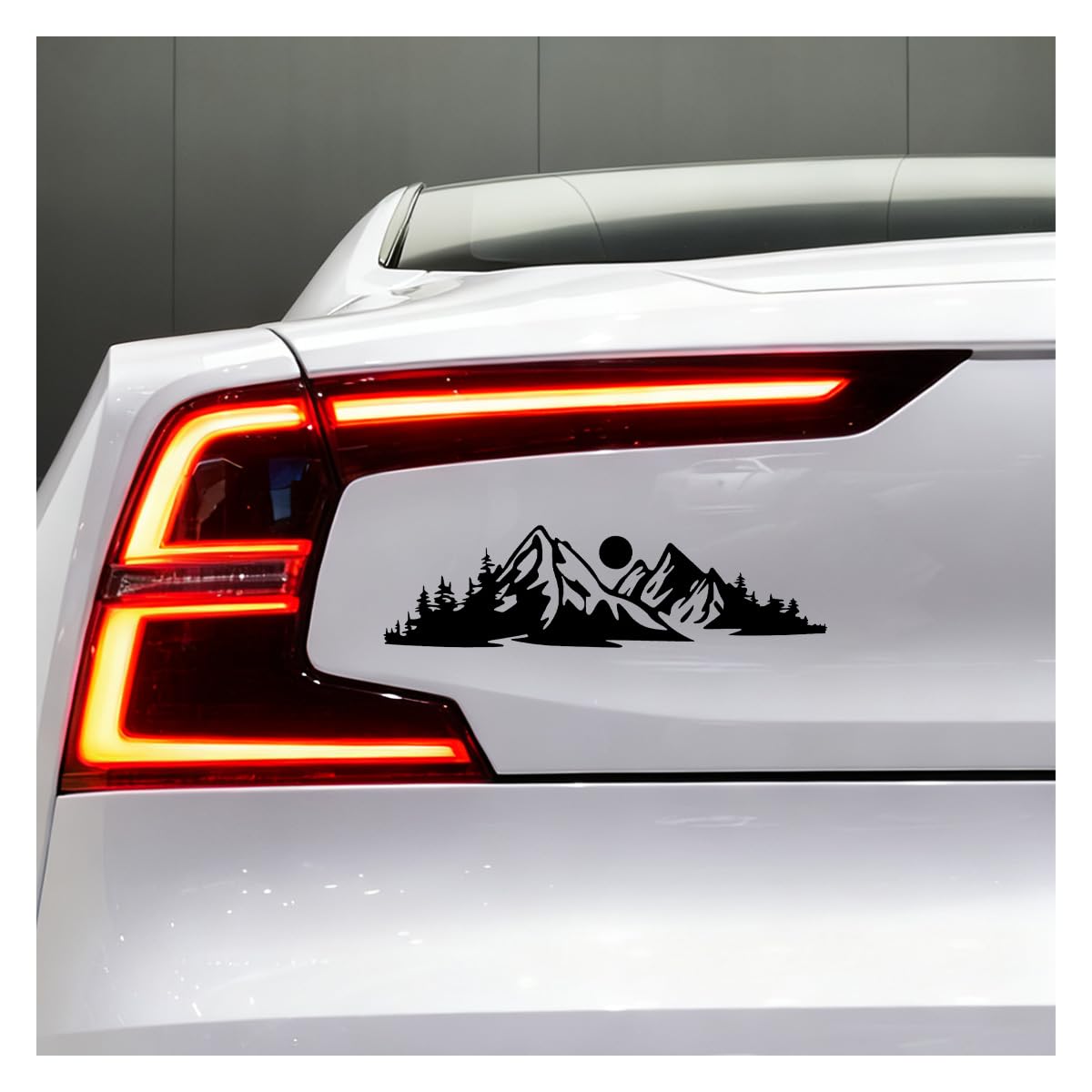 DEAELF Snow Mountain Tree Car Sticker Decal, Vinyl Automotive Window Sticker, Mountains Graphic Car Bumper Decal, Vehicle Tailga