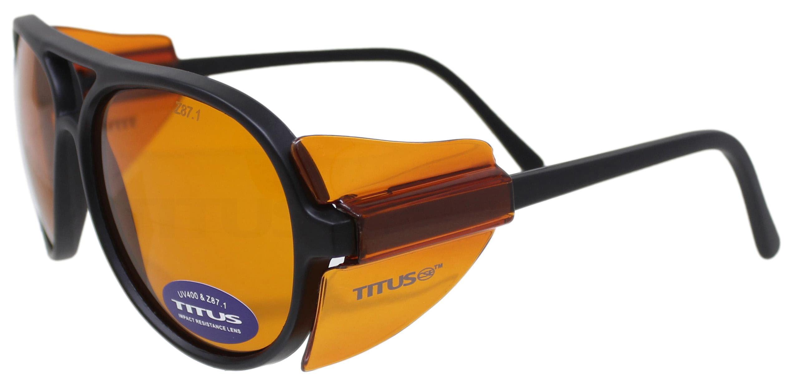TITUS G35 Retro Aviator Z87 Sunglasses Eye Protection w/Side Shield Motorcycle Shooting DOT ANSI CE Approved Safety Glasses (Blu