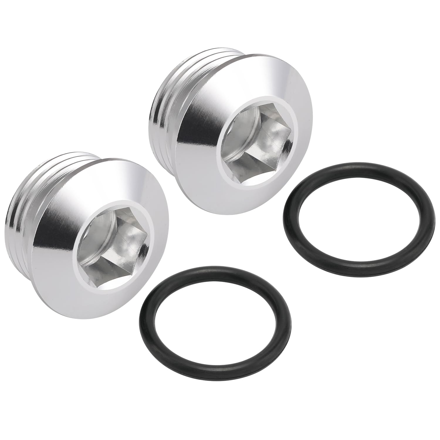 Podavelle 12An -12 Orb O-Ring Seal Boss Socket Port Plug Block Off Fitting Adapter Aluminum Silver, Pack Of 2