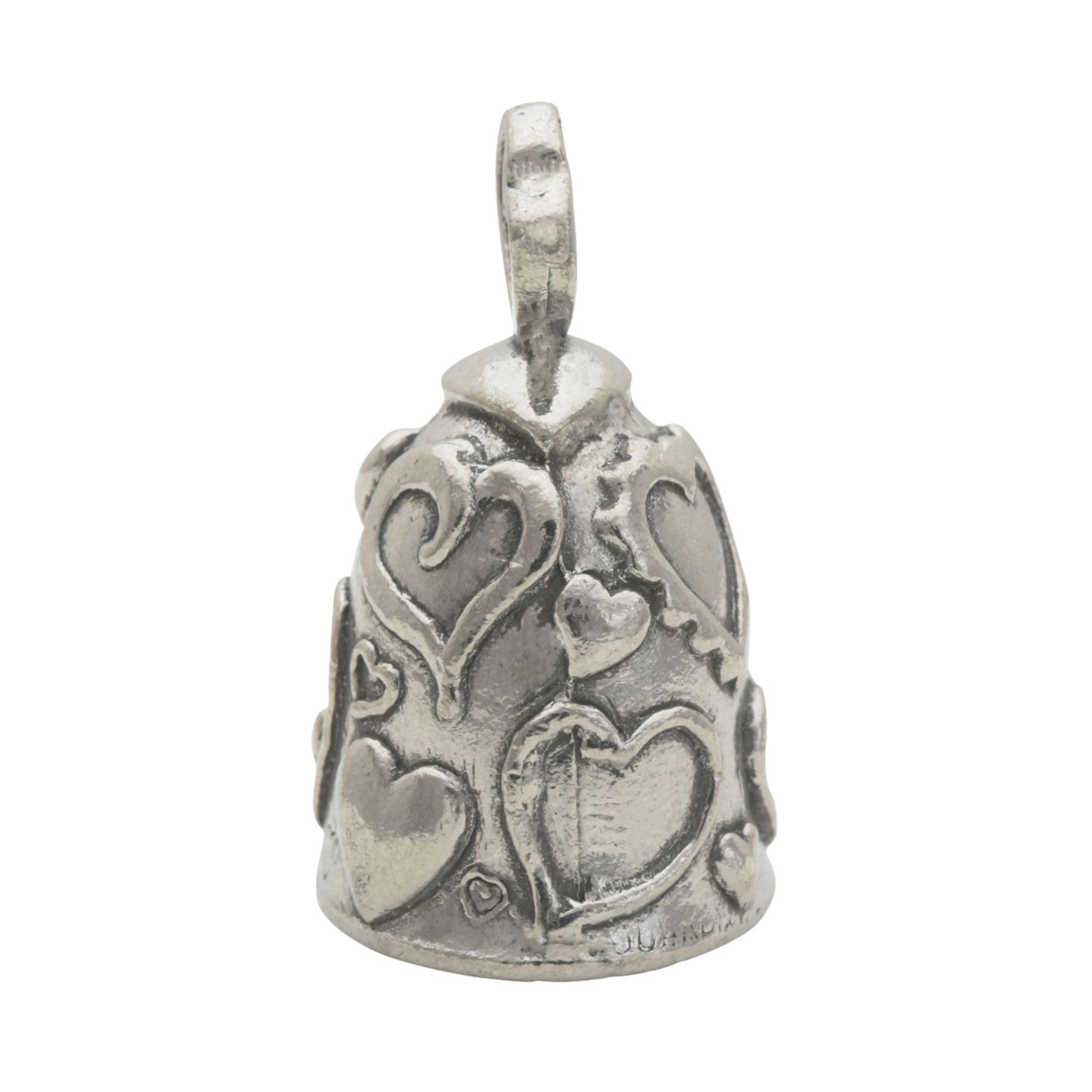 Guardian Bell Motorcycle Bell - Heart Design, Lead-Free Pewter, Includes Keyring & Black Velvet Gift Bag, 1 Count - Made in USA