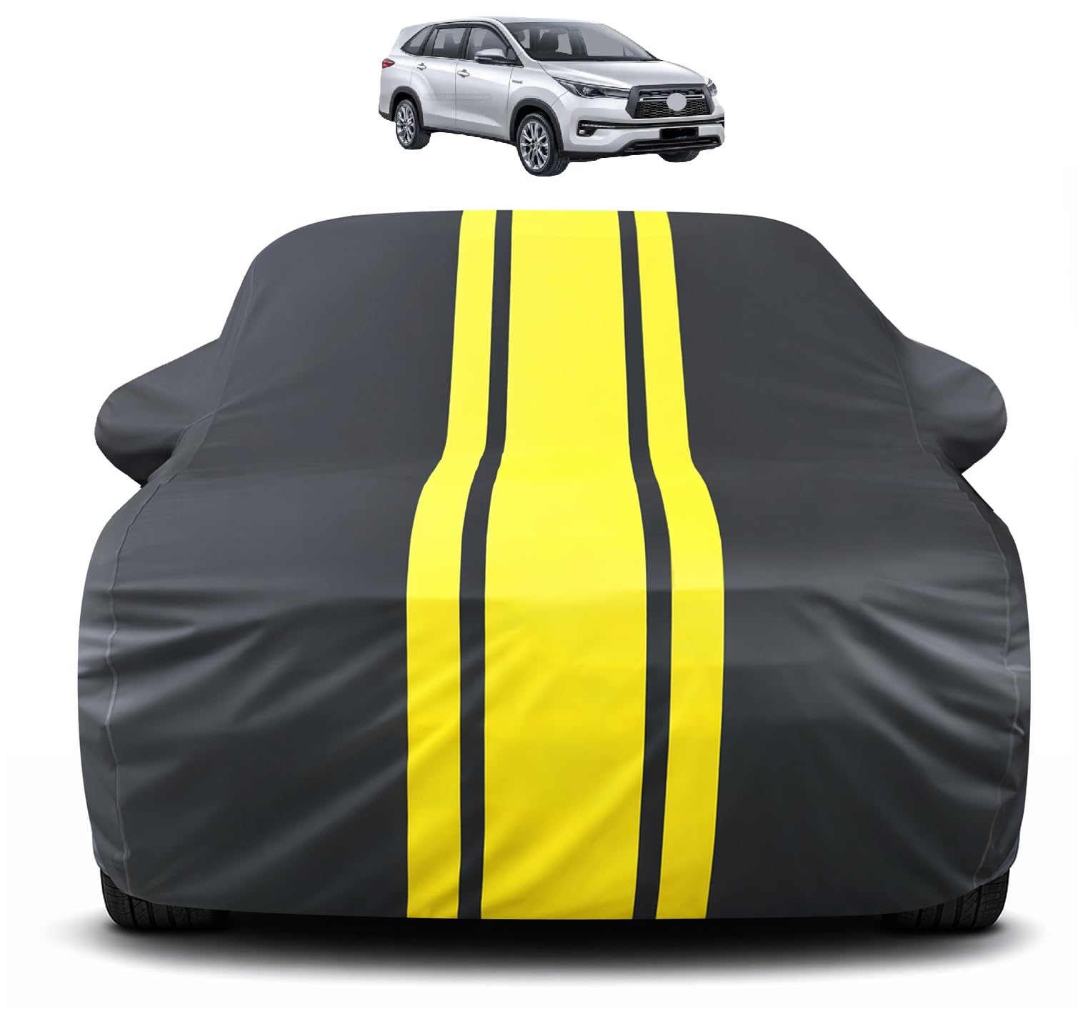 Auto Hub Car Cover Compatible with Toyota Hycross with Mirror Pocket, Soft Cotton Lining, Hycross Car Cover Waterproof  Yellow
