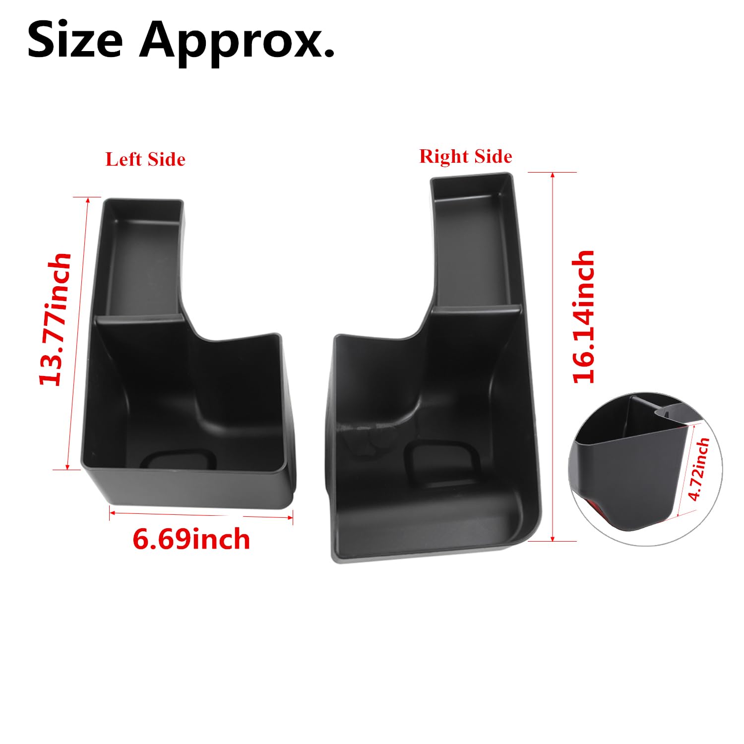 Wheel Well Storage Bin Rear Trunk Organizer Tray For 2018-2024 Jeep Wrangler Jl Jlu Rubicon Sport Sahara Interior Storage Accessories Black (Trunk Storage L&R)