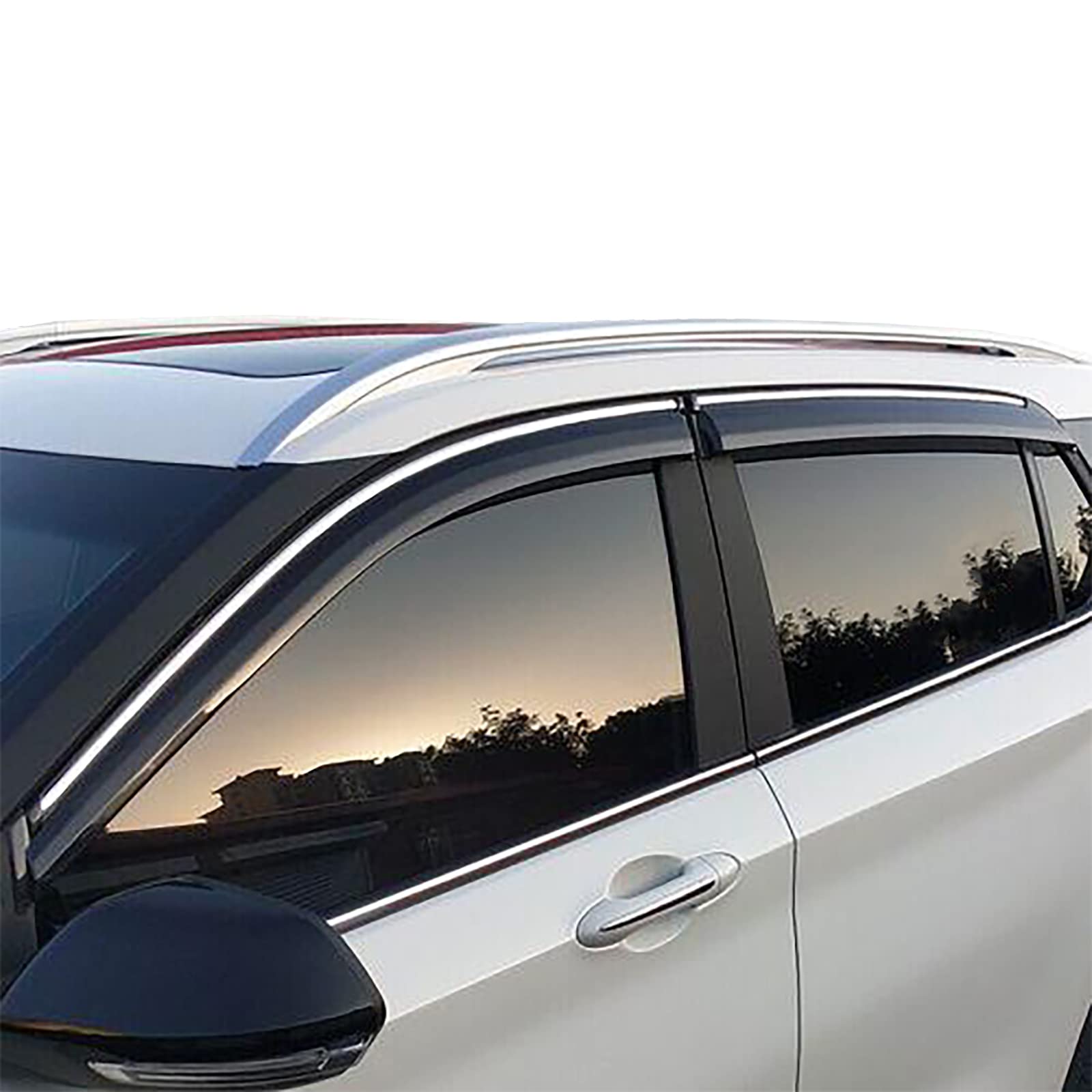 Saoknce 4 Pieces Tape-On Extra Durable Rain Guards Fit For 2020-2023 Nissan Versa,Window Deflectors,Window Visors (Smoke Black)