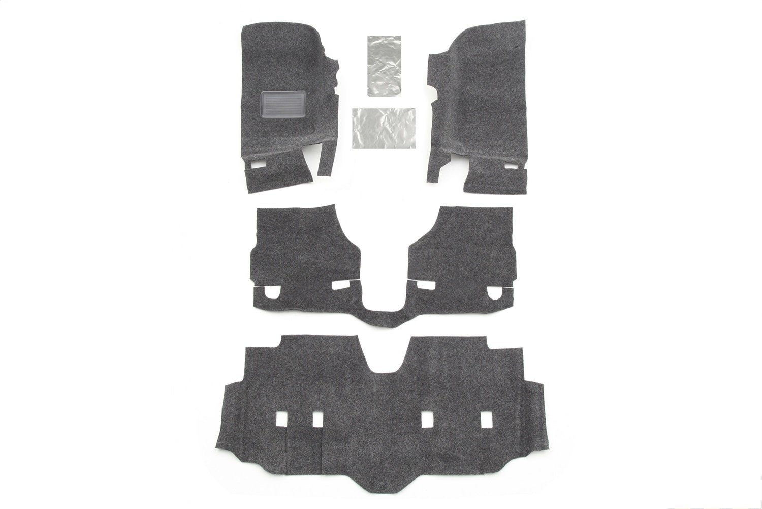Bedrug Jeep Liners - 2007-2018 Wrangler JK UNLTD 4 Door, Grey Carpet, 4 pc, Model BRJK07F4, Includes Heat Shields