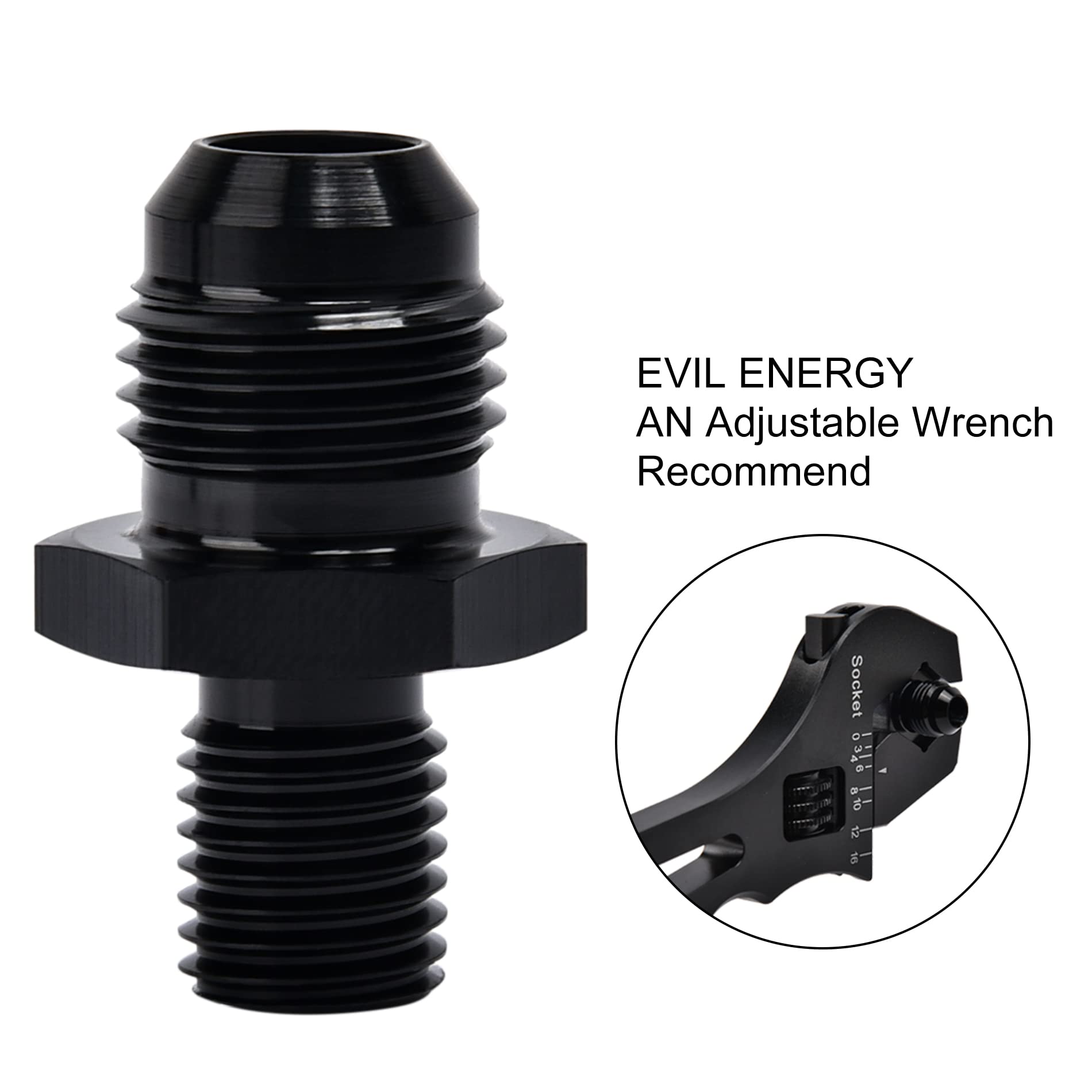 Evil Energy 6An Male Flare To M10 X 1.5Mm Male Metric Fitting Adapter Aluminium Alloy 2Pcs