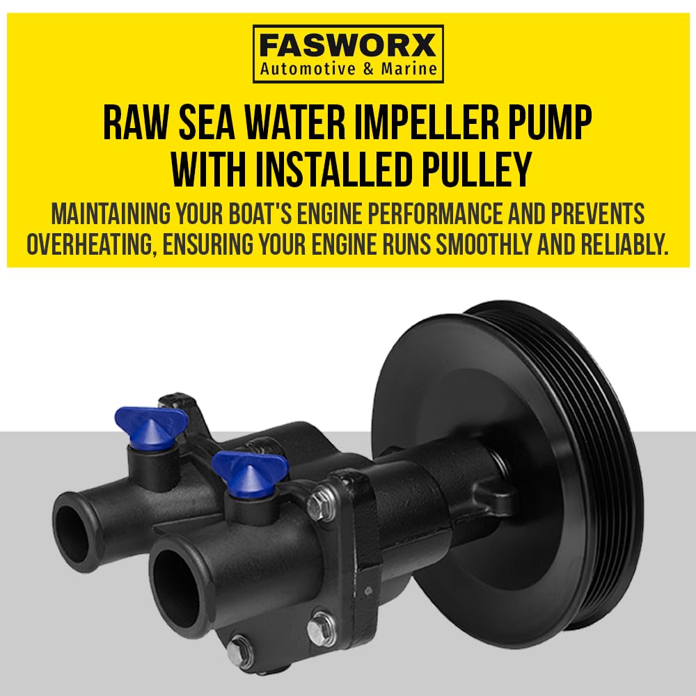 Raw Sea Water Impeller Pump with PULLEY INSTALLED for Mercury Mercruiser 4.3, 5.0, 5.7, 6.2 L, 8M0137216, 46-8M0118067, 46-86291