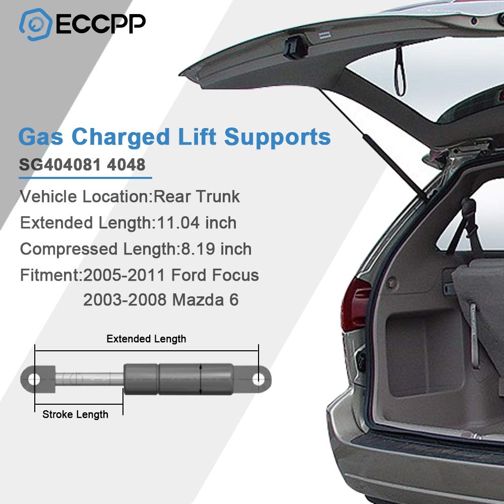 ECCPP 2pcs Rear Trunk Lid Lift Supports Struts Rods Shocks Gas Springs for Mazda 6 2003-2008,for Ford Focus 2005-2011 (With Spoi
