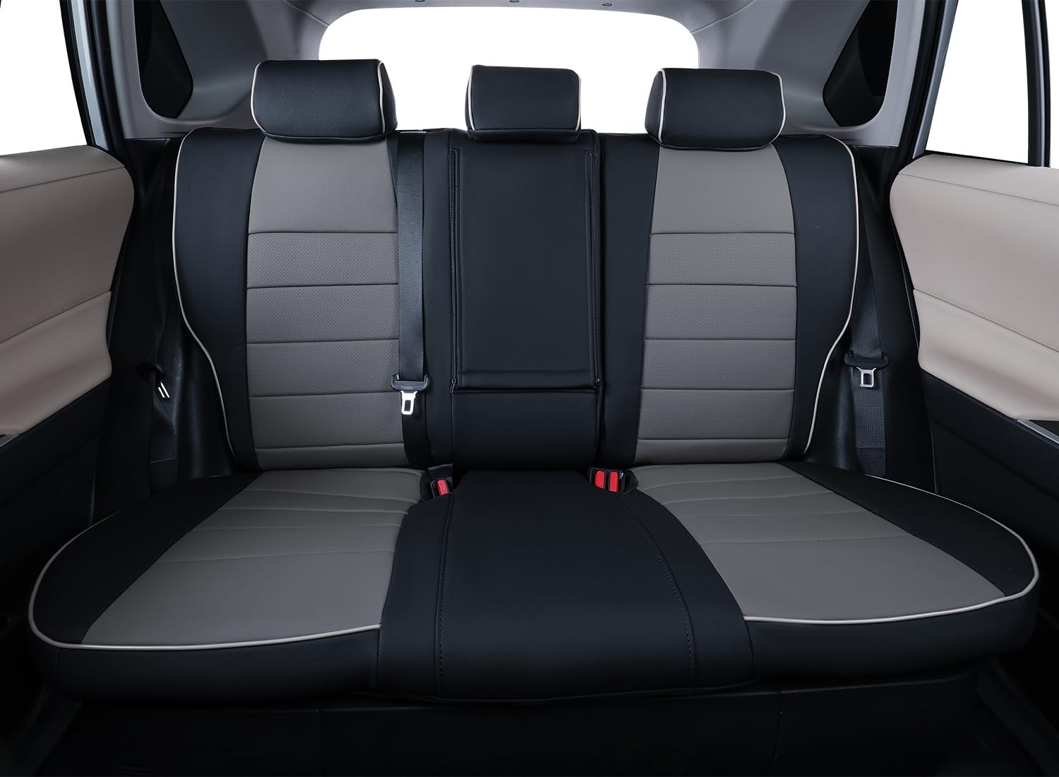 Ekr Custom Fit Rav4 Car Seat Covers For Select Toyota Rav4 Limited Xle Se Platinum Adventure 2013 2014 2015 2016 2017 2018 (Not For Hybrid) - Full Set, Leather (Black/Gray)