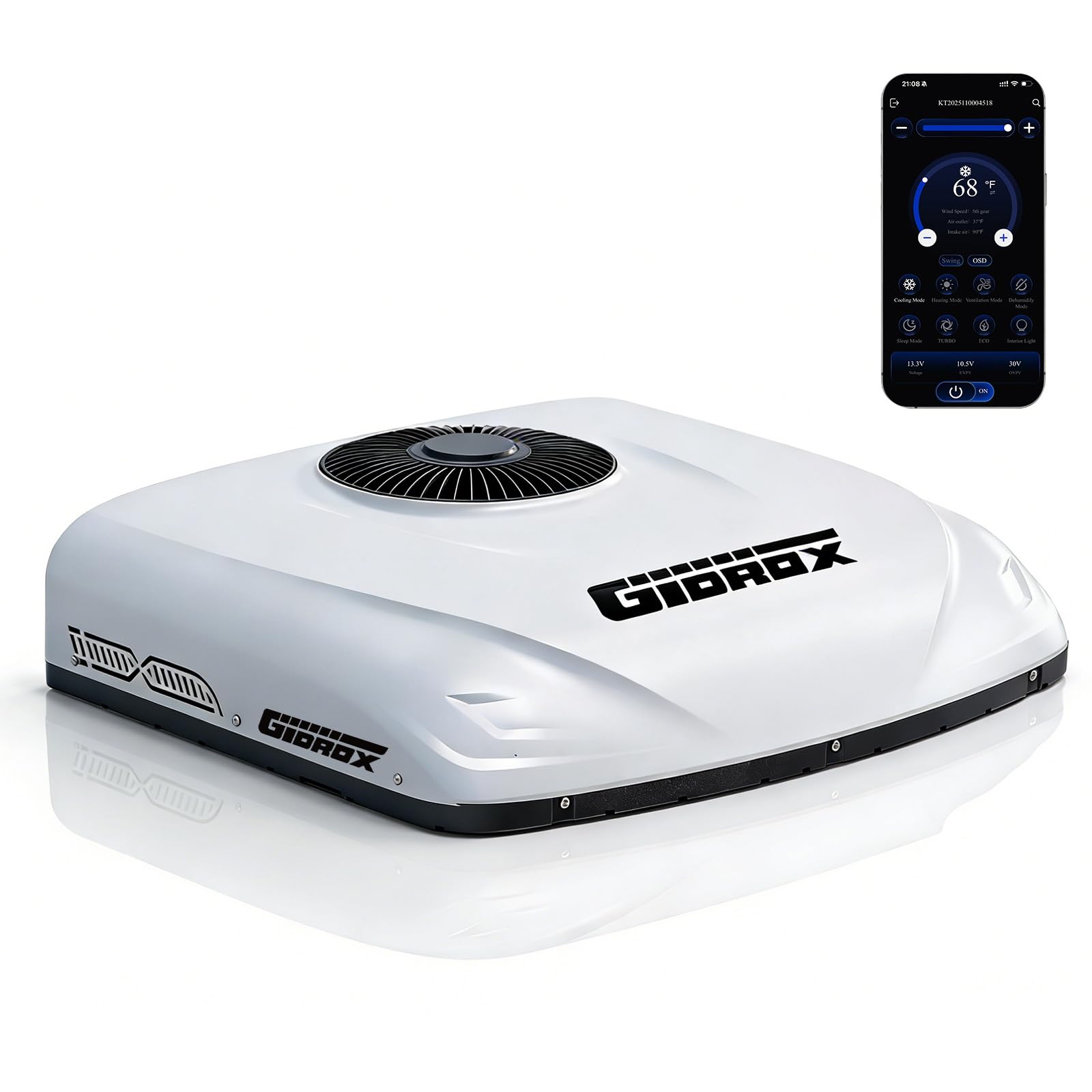 Gidrox 10000 BTU 12V DC RV Air Conditioner - Battery Powered, Low Power Consumption, Ultra Quiet & Fast Cooling Rooftop AC Unit 