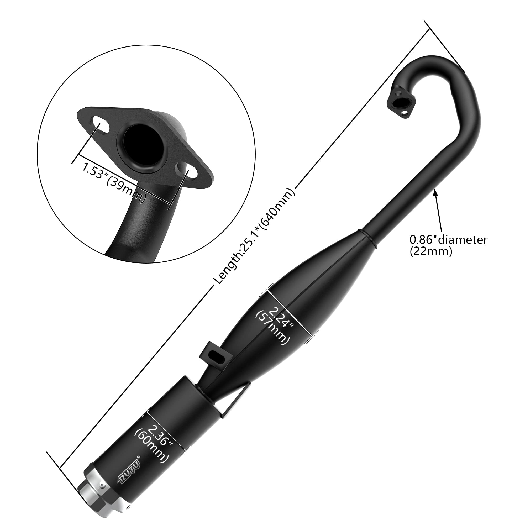 WEIYINGSI 2-Stroke Muffler Exhaust Pipe with Expansion Chamber - Angled Design for 47/49cc Pocket Bikes & Mini Dirt Bikes