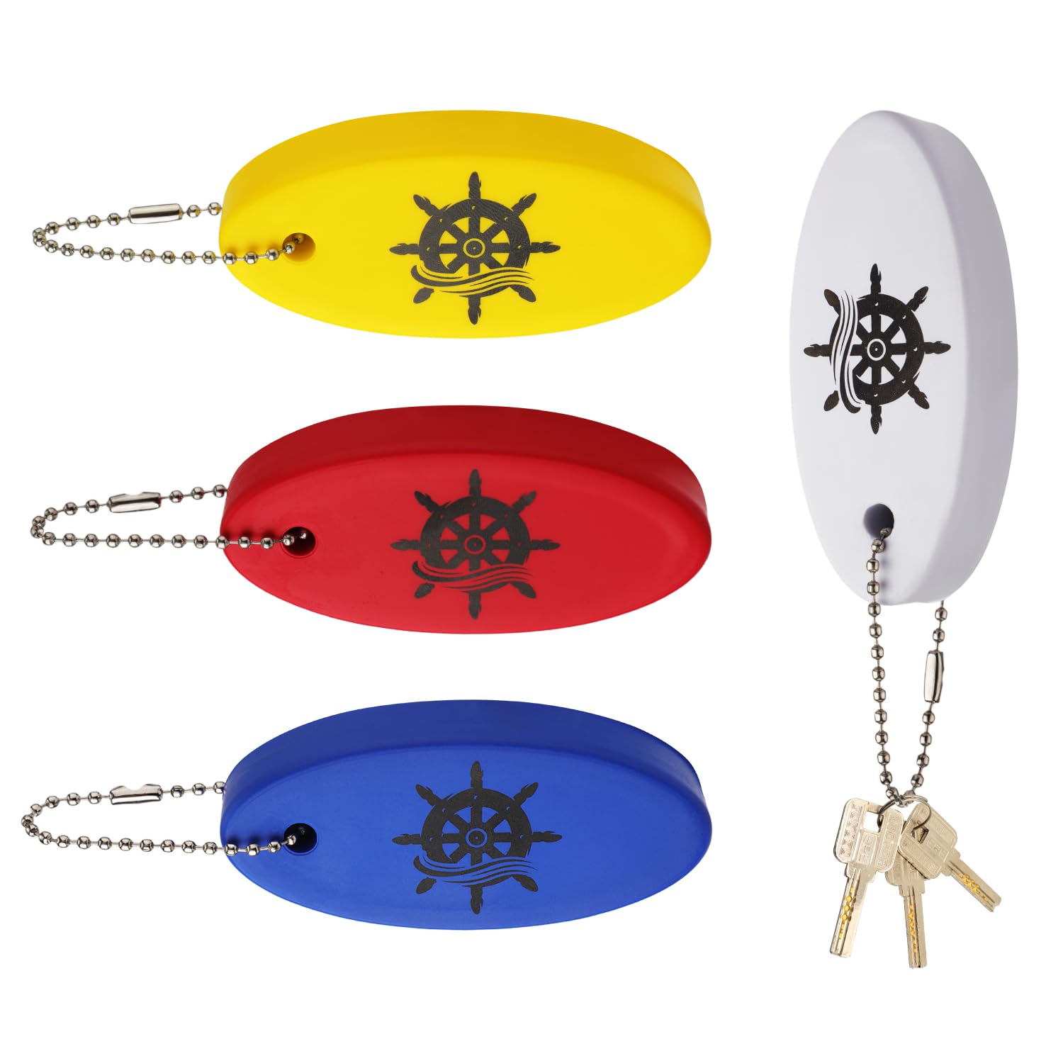 XIHIRCD 4pcs Boat Key Floating Keychain, Float Boating Key chain Foam PU Rescue Tube Fishing Surfing Sailing Boat Outdoor Water 