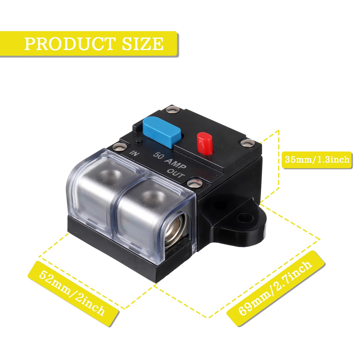 Eplzon 50A Circuit Breaker Resettable Circuit Breaker 50 Amp Self Recovery Circuit Breaker Manual Reset Button For Car Audio And