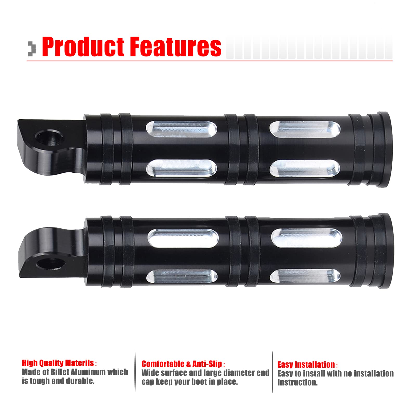Goldfire 1 Pair Motorcycle Foot Pegs CNC Cut Male Front & Rear Foot Pegs Foot Rests Motorcycle Passenger Pedals Compatible with